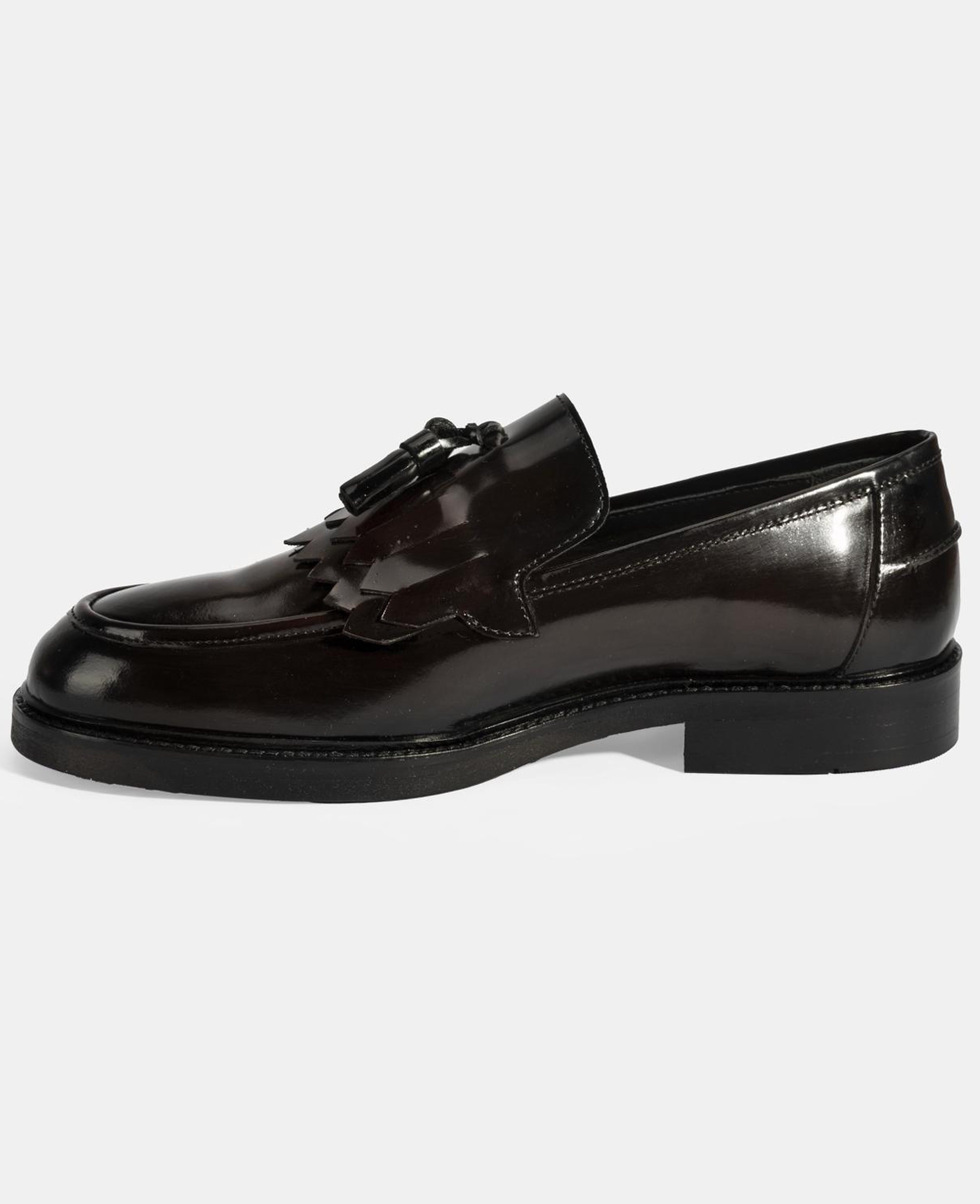 Erkek Bordo Püskül Detaylı Deri Loafer