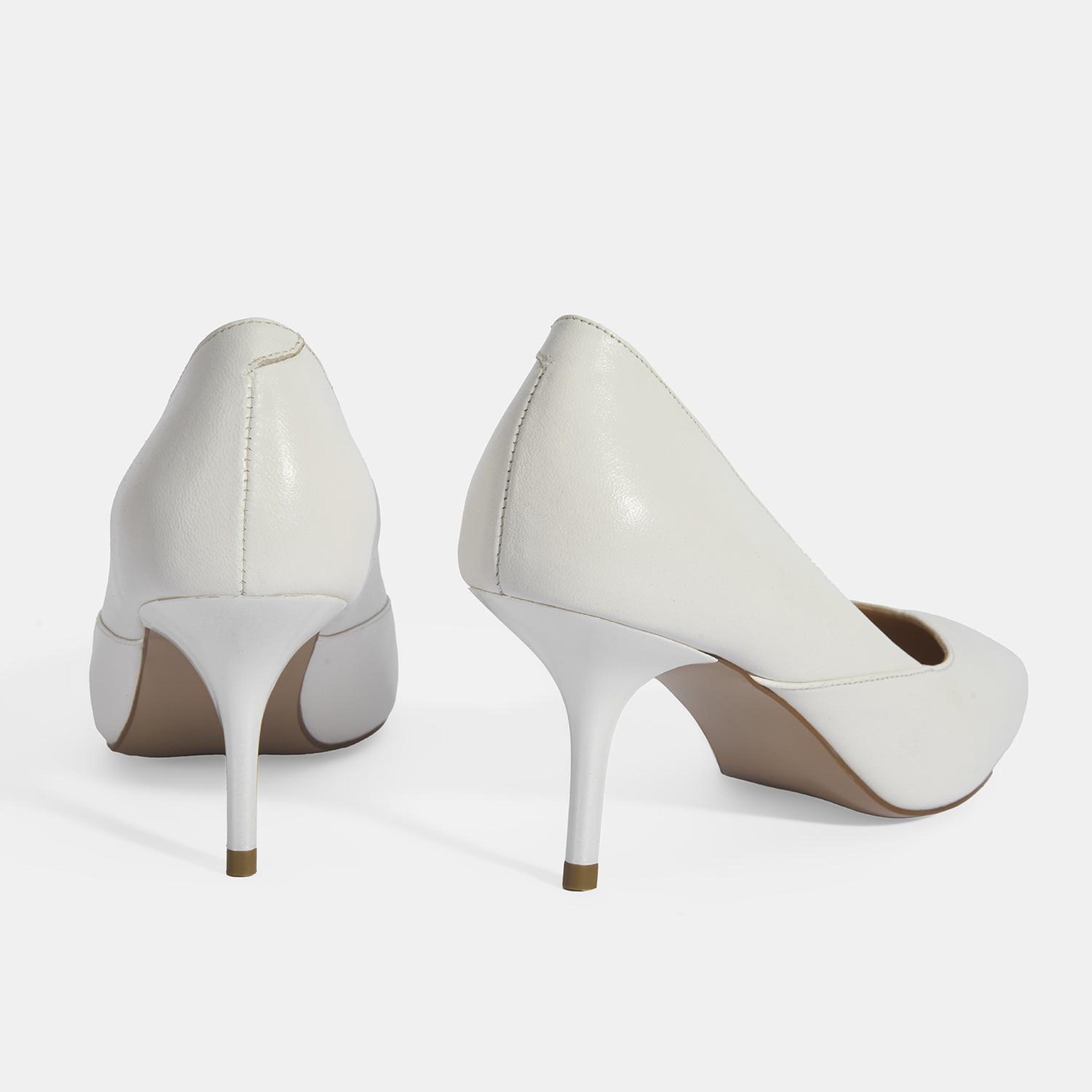 Kadın Beyaz Deri Topuklu Klasik Ayakkabı
