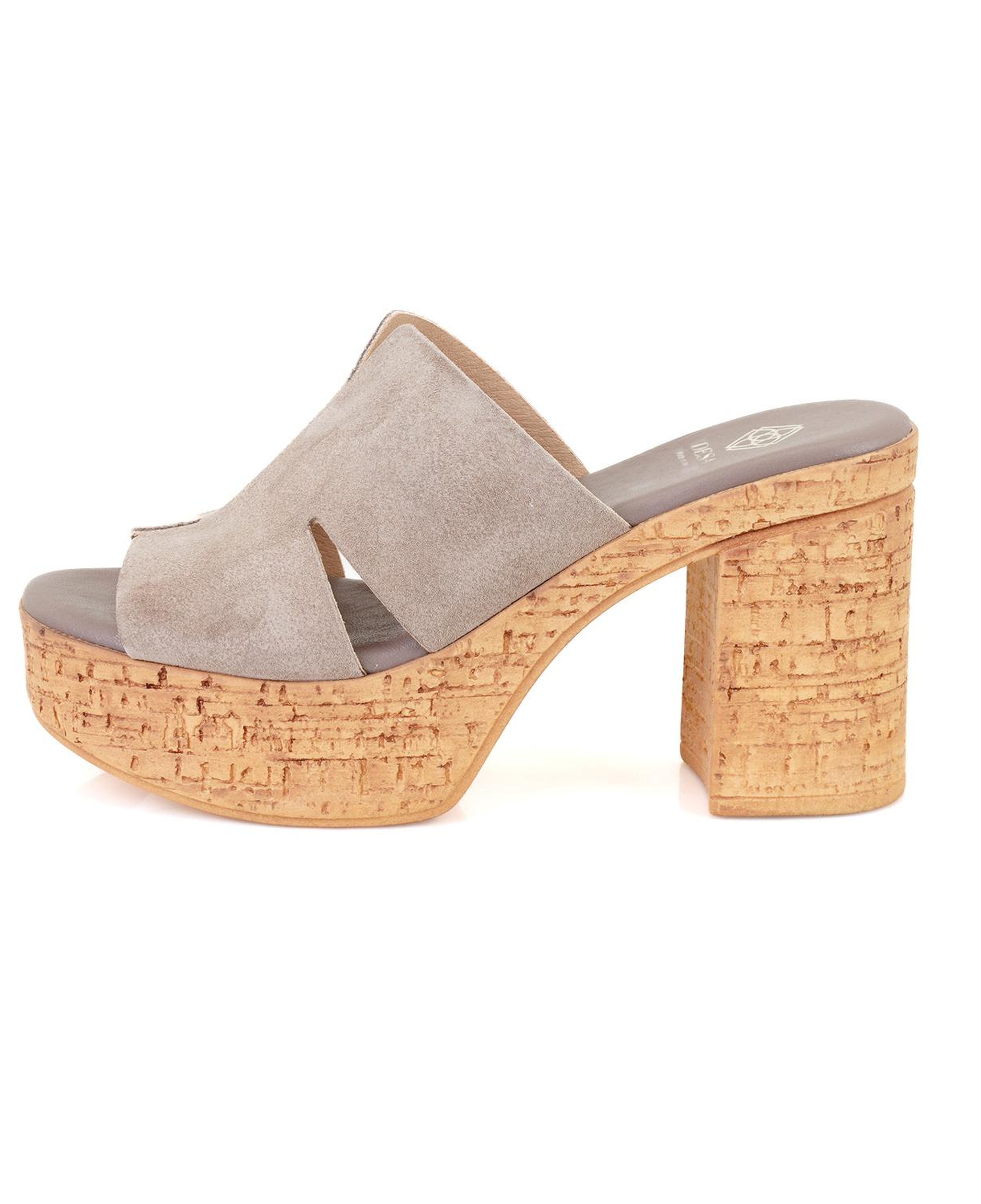 Kadın Vizon Platform Topuklu Deri Terlik