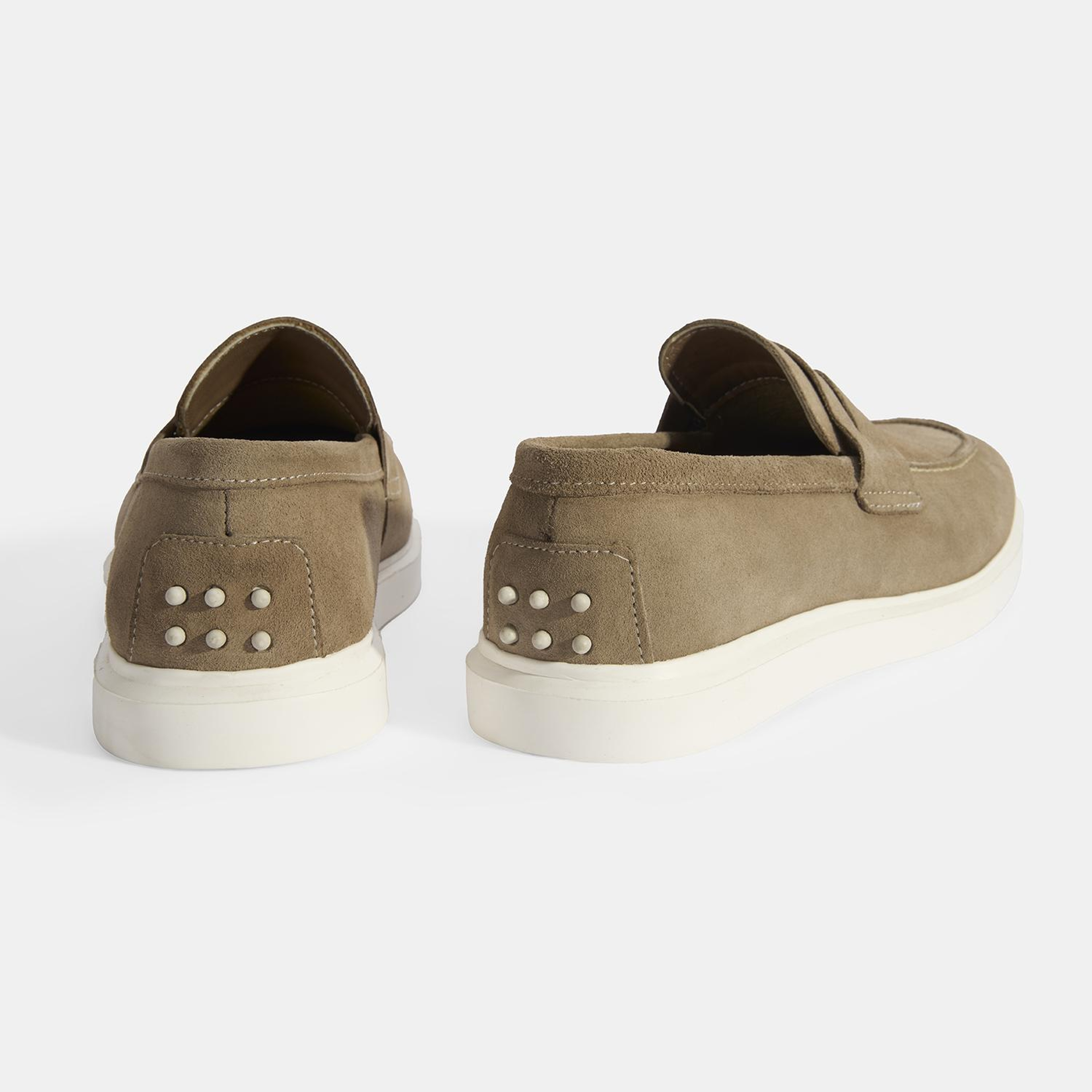 Erkek Bej Slip-On Süet Loafer