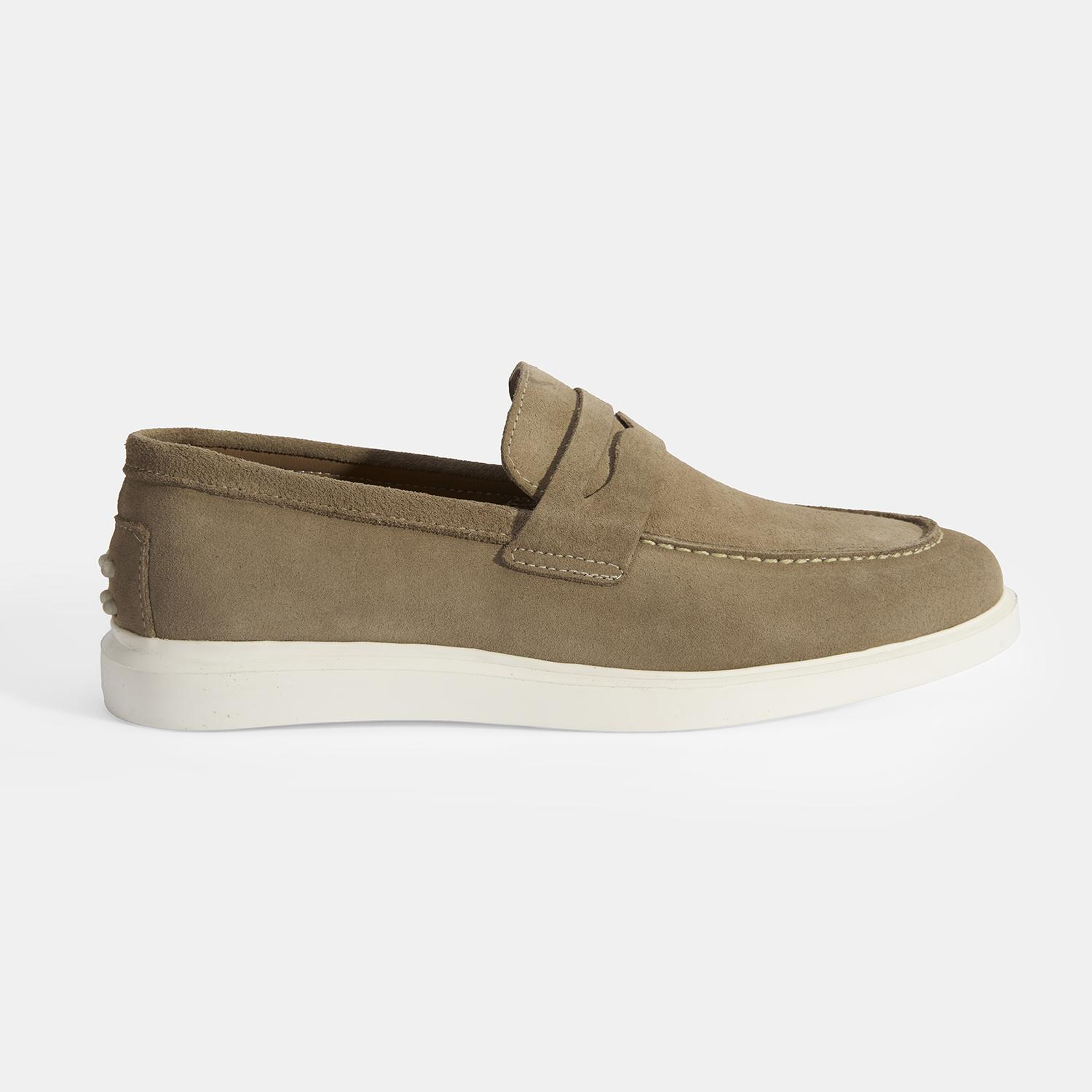 Erkek Bej Slip-On Süet Loafer