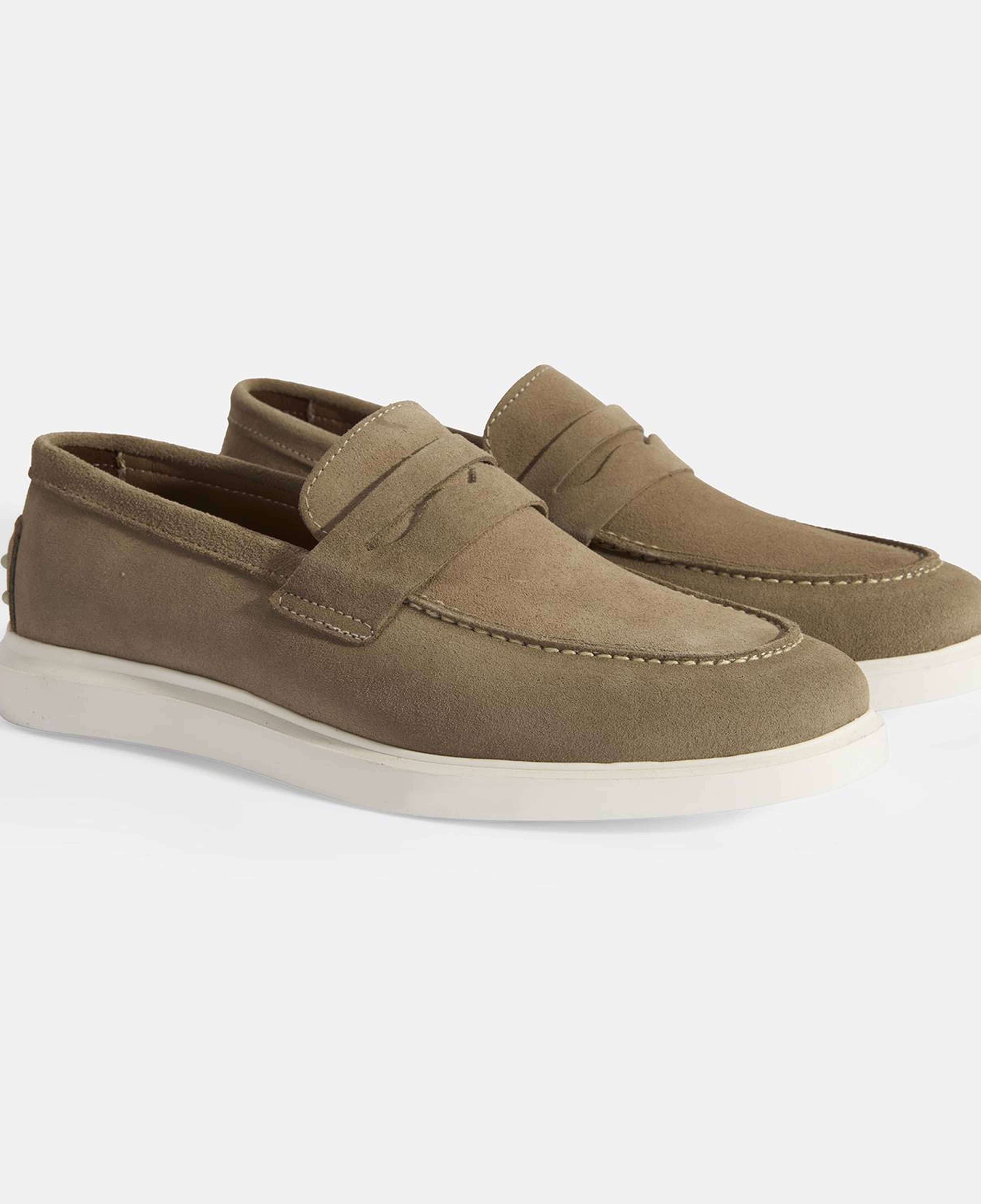 Erkek Bej Slip-On Süet Loafer