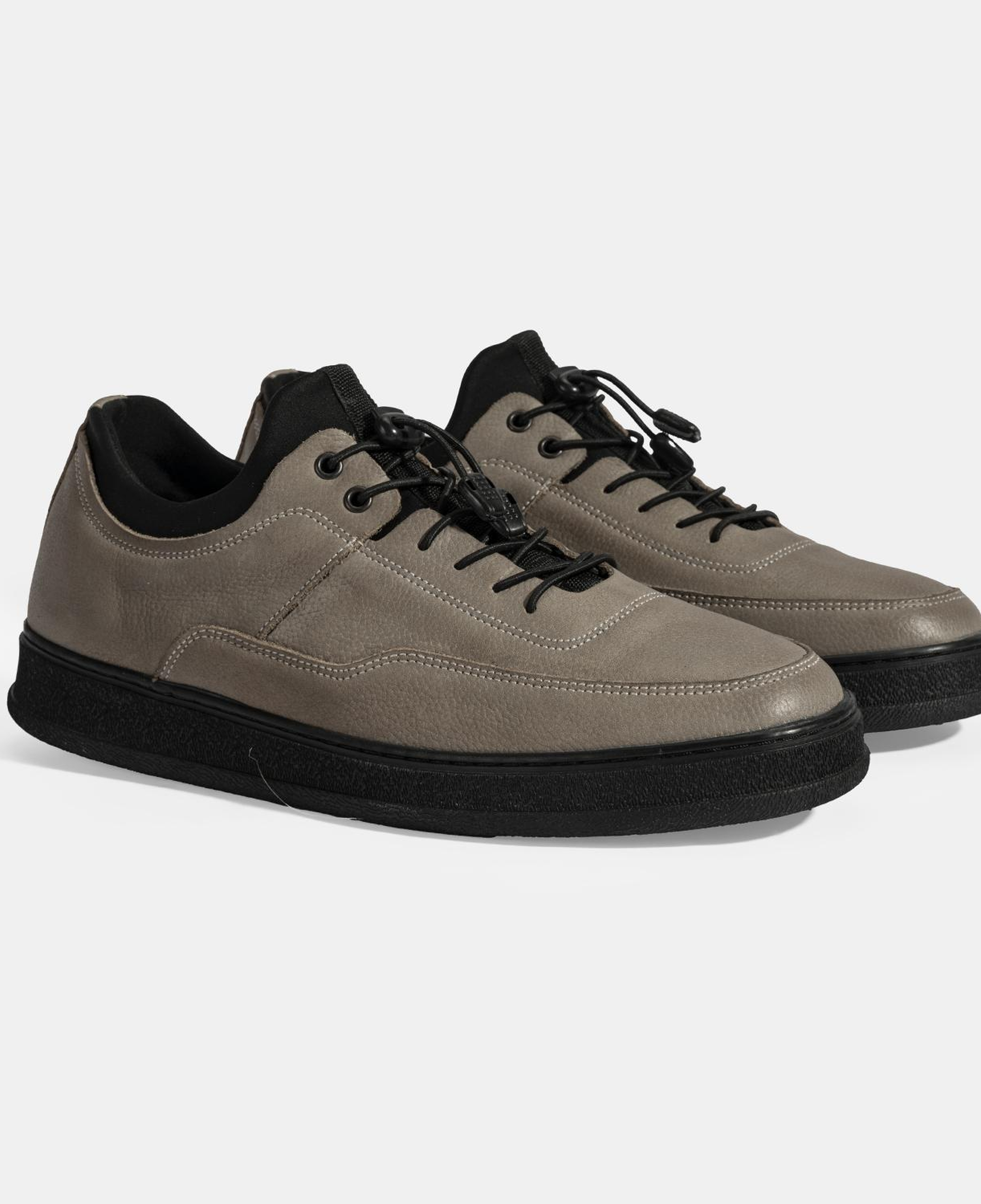 Erkek Gri Bağcıklı Nubuk Deri Günlük Ayakkabı