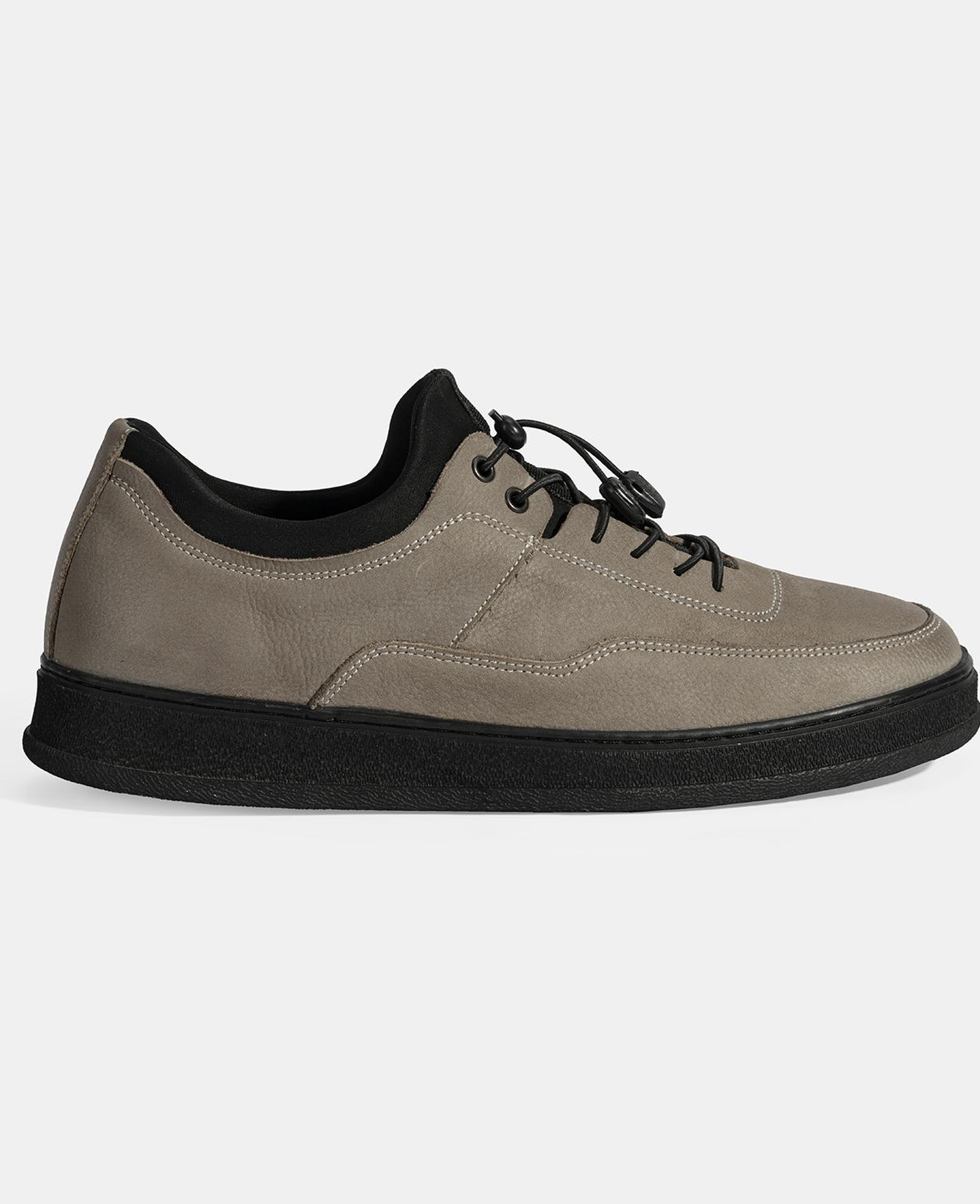 Erkek Gri Bağcıklı Nubuk Deri Günlük Ayakkabı