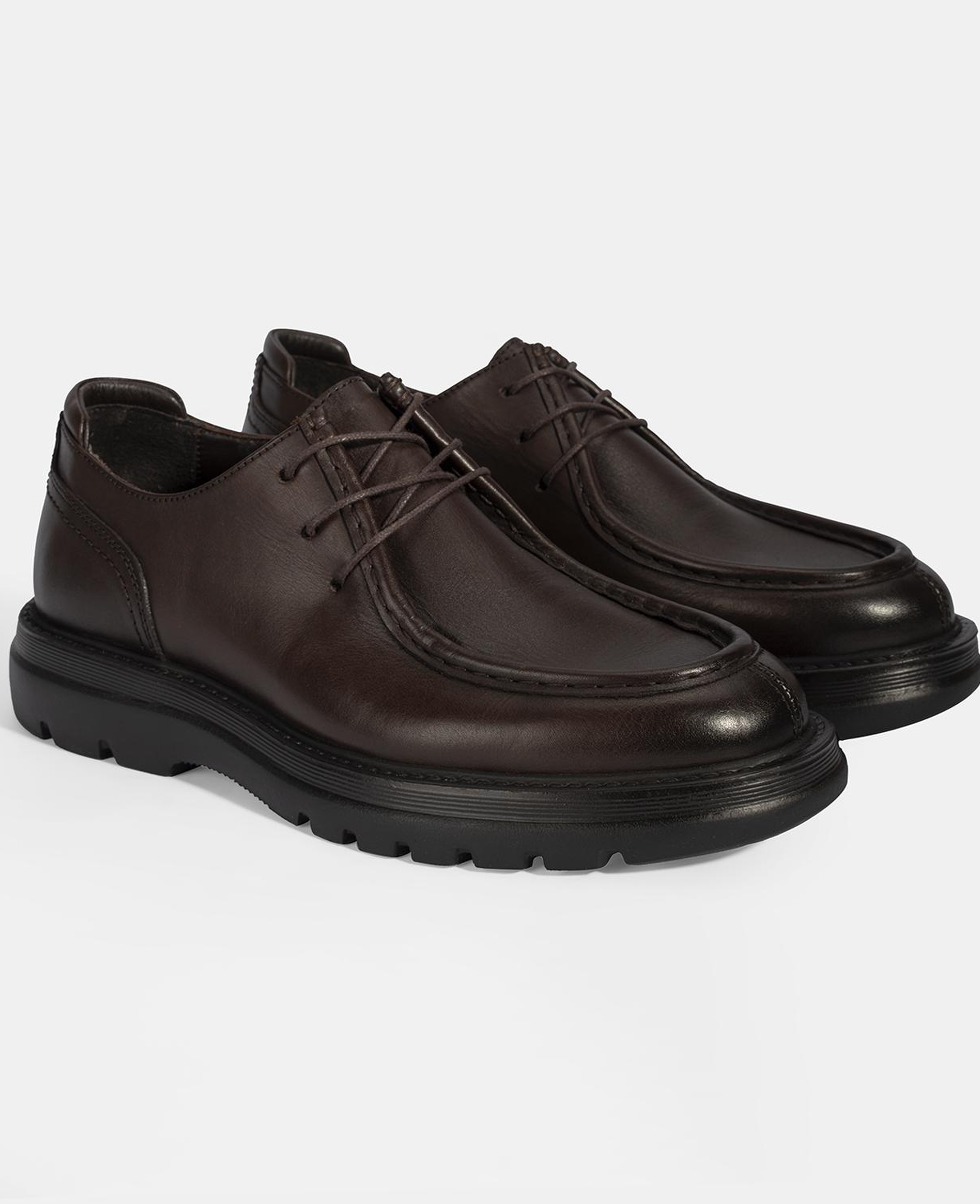 Erkek Kahve Bağcıklı Deri Klasik Ayakkabı