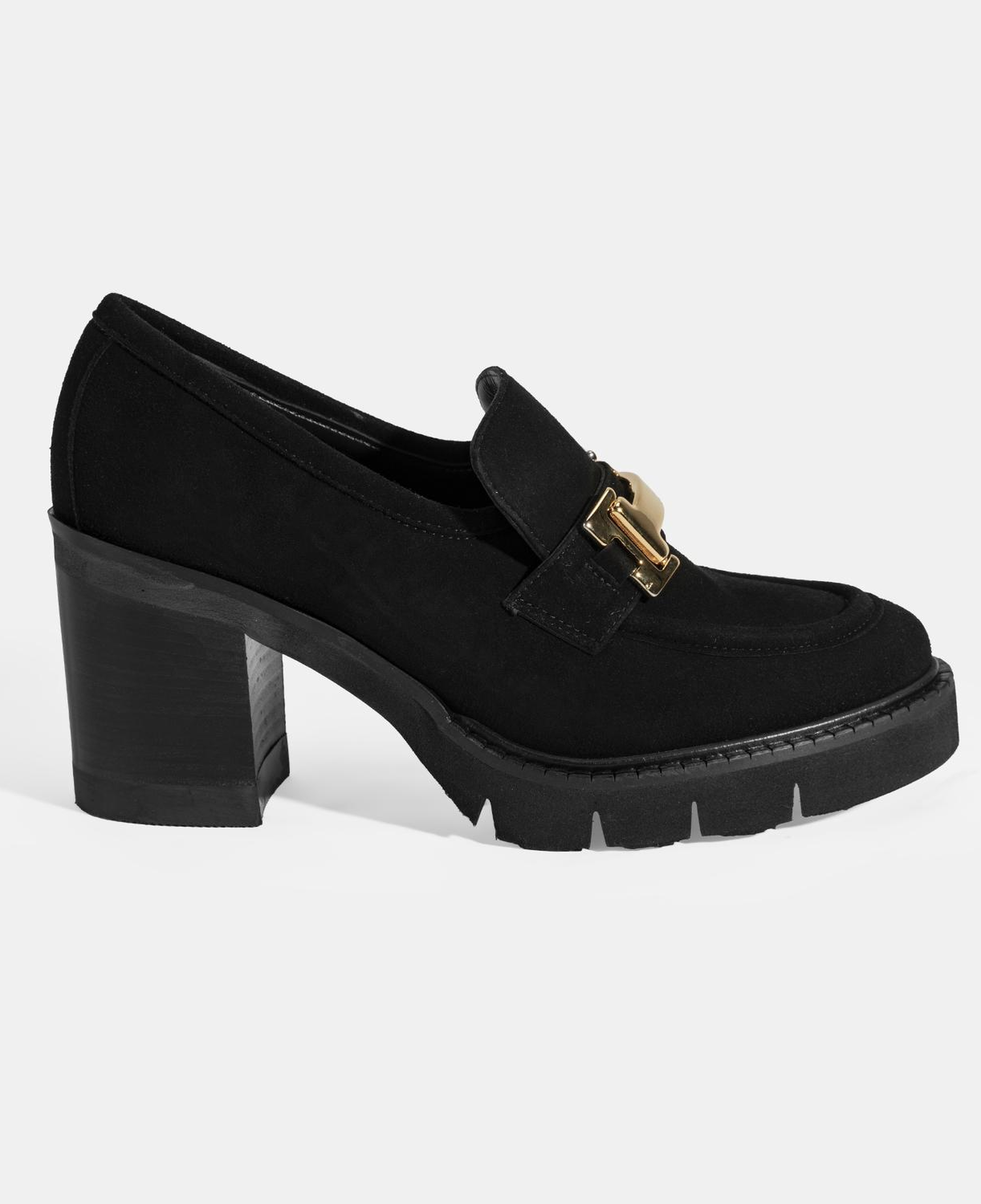 Luca Grossi Kadın Siyah Toka Aksesuarlı Topuklu Süet Loafer