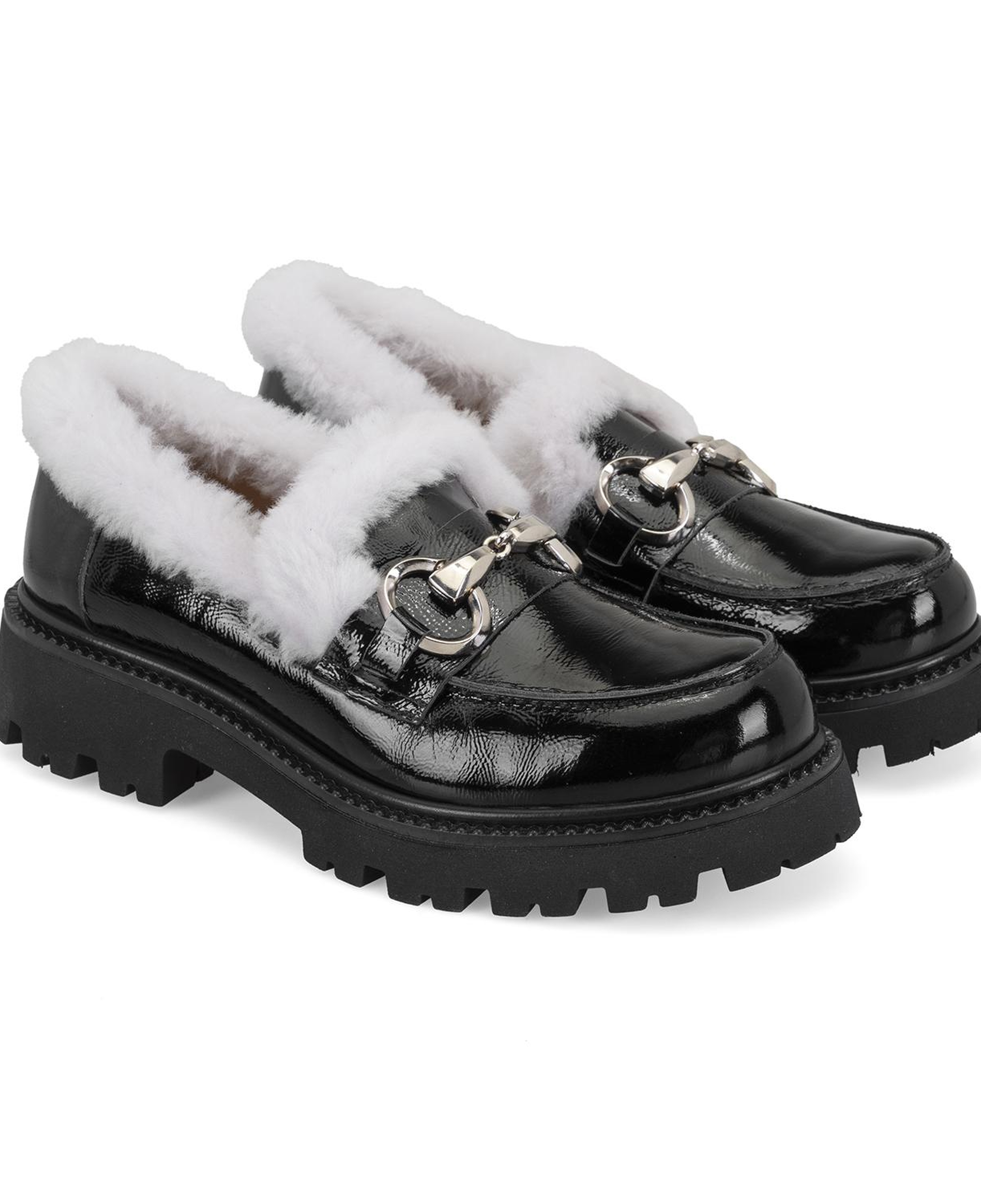 Kadın Siyah Toka Aksesuarlı Deri Loafer