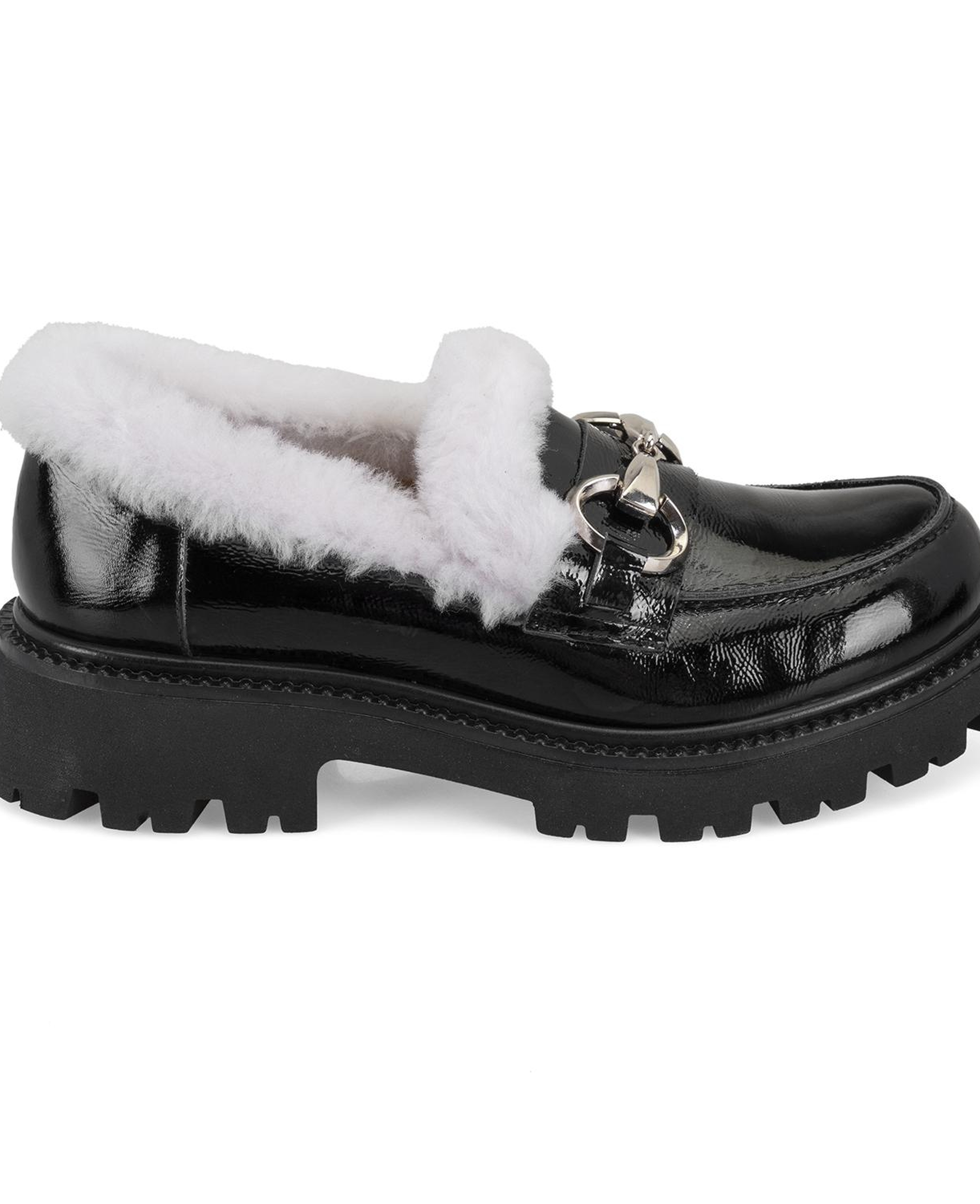 Kadın Siyah Toka Aksesuarlı Deri Loafer