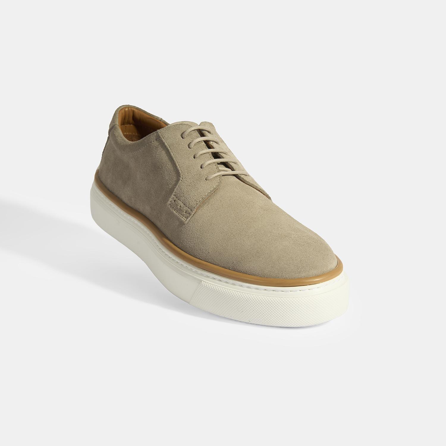 Bej Erkek Bağcıklı Süet Günlük Ayakkabı