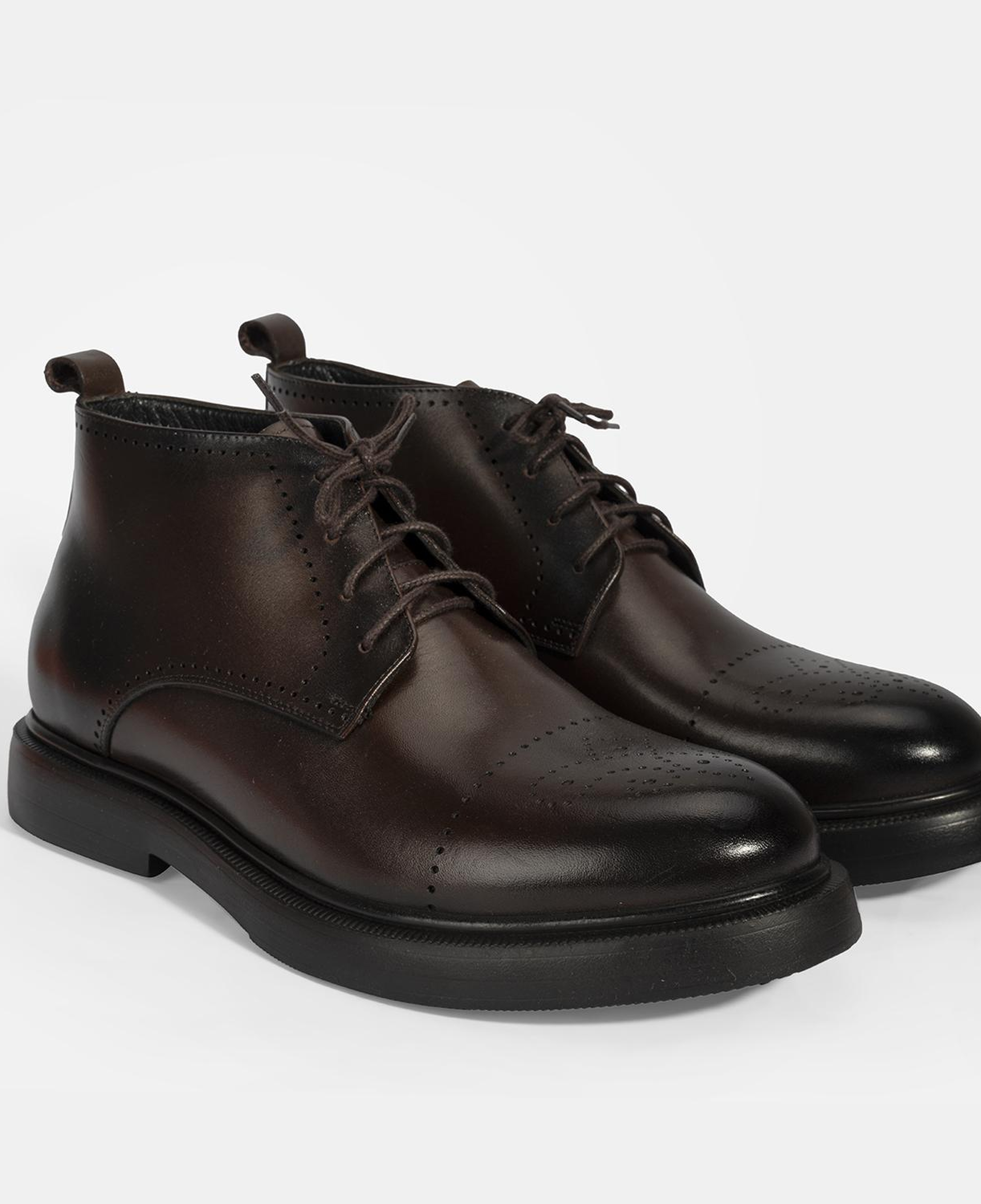 Erkek Kahve Bağcıklı Deri Bot