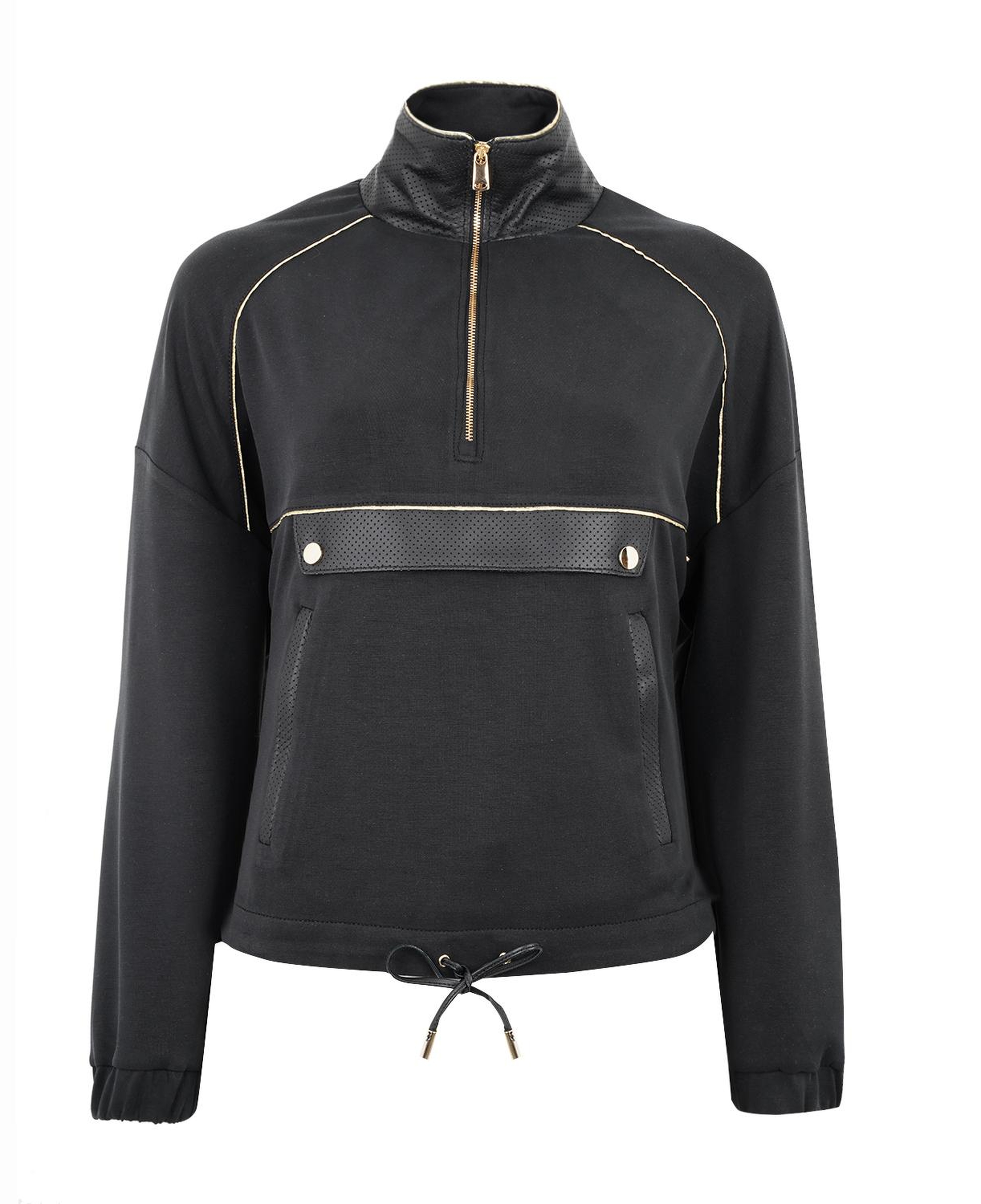 Altessa Siyah Kadın Deri Detaylı Sweatshirt