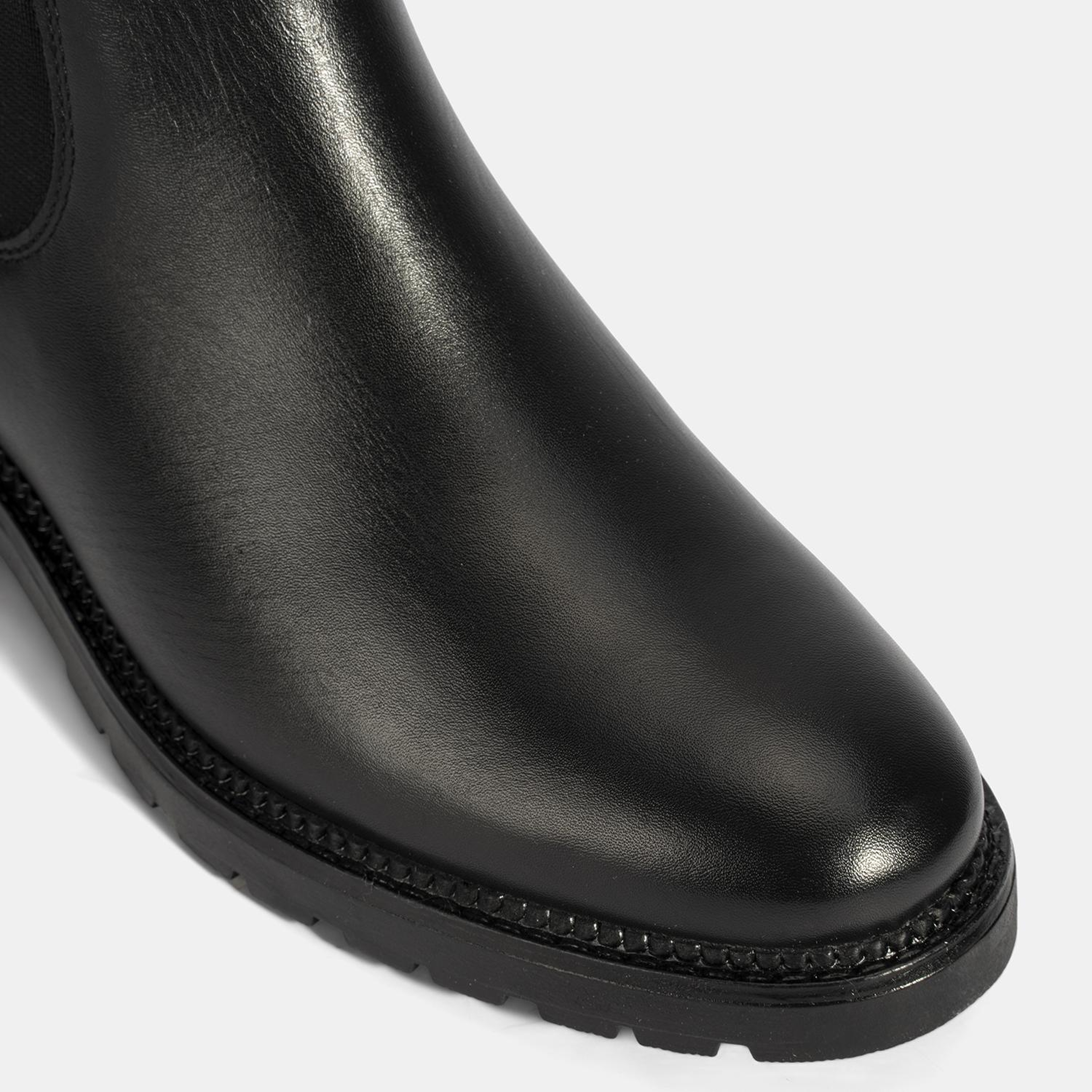 Kadın Siyah Lastikli Deri Chelsea Bot