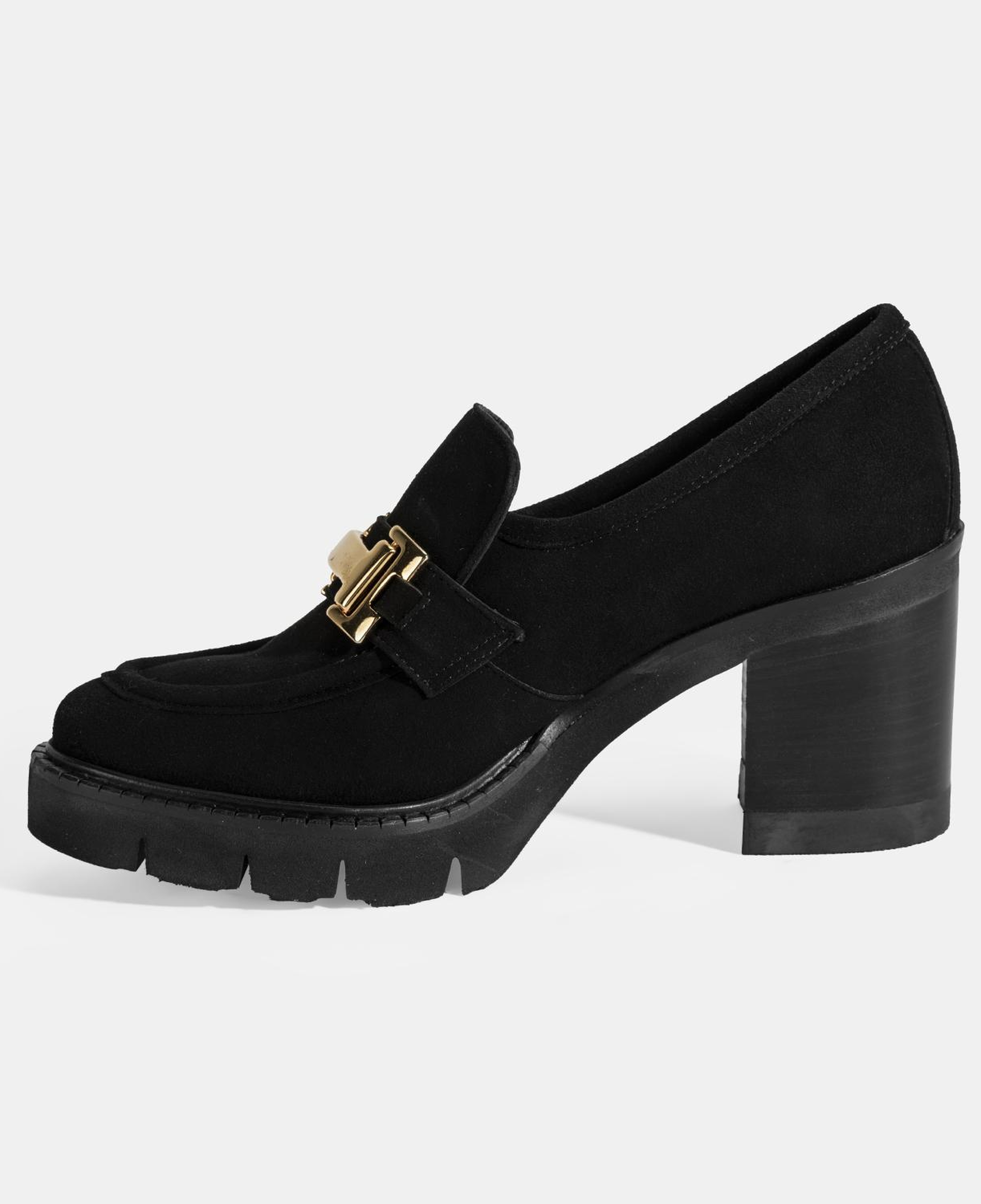 Luca Grossi Kadın Siyah Toka Aksesuarlı Topuklu Süet Loafer