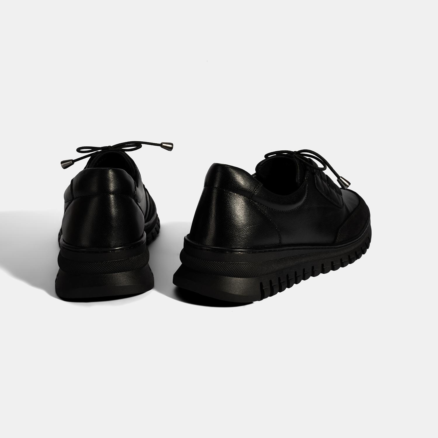 Kadın Siyah Bağcıklı DesaComfort Deri Ayakkabı