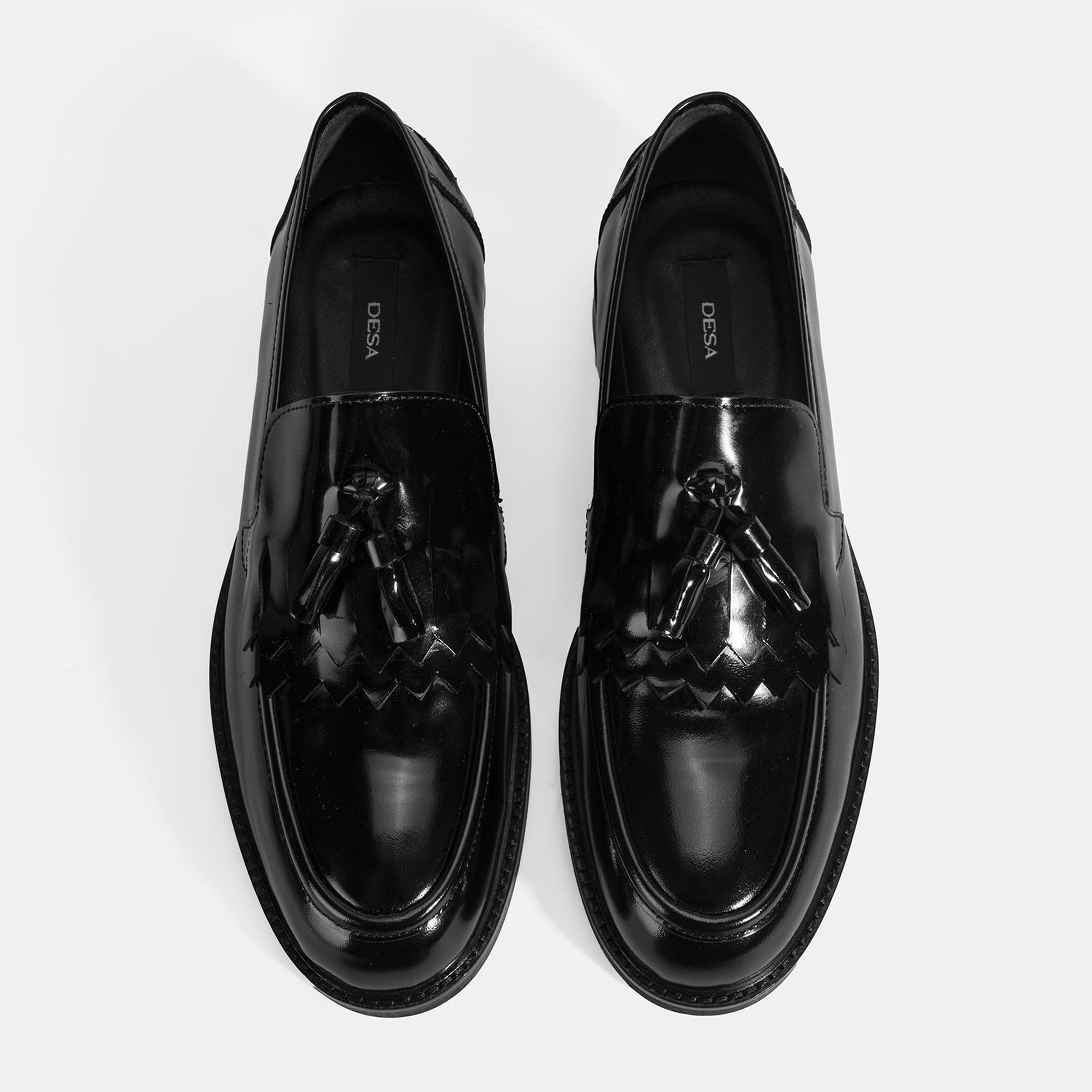 Erkek Siyah Püskül Detaylı Deri Loafer