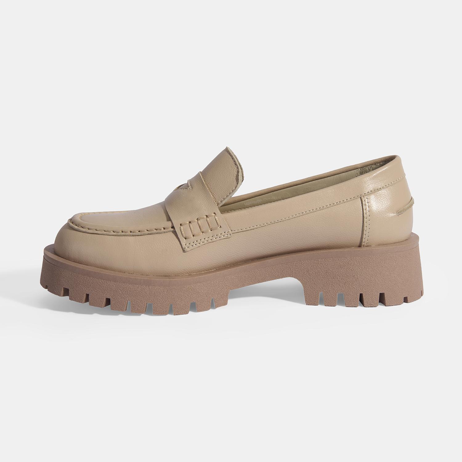 Kadın Taba Slip-On Deri Loafer