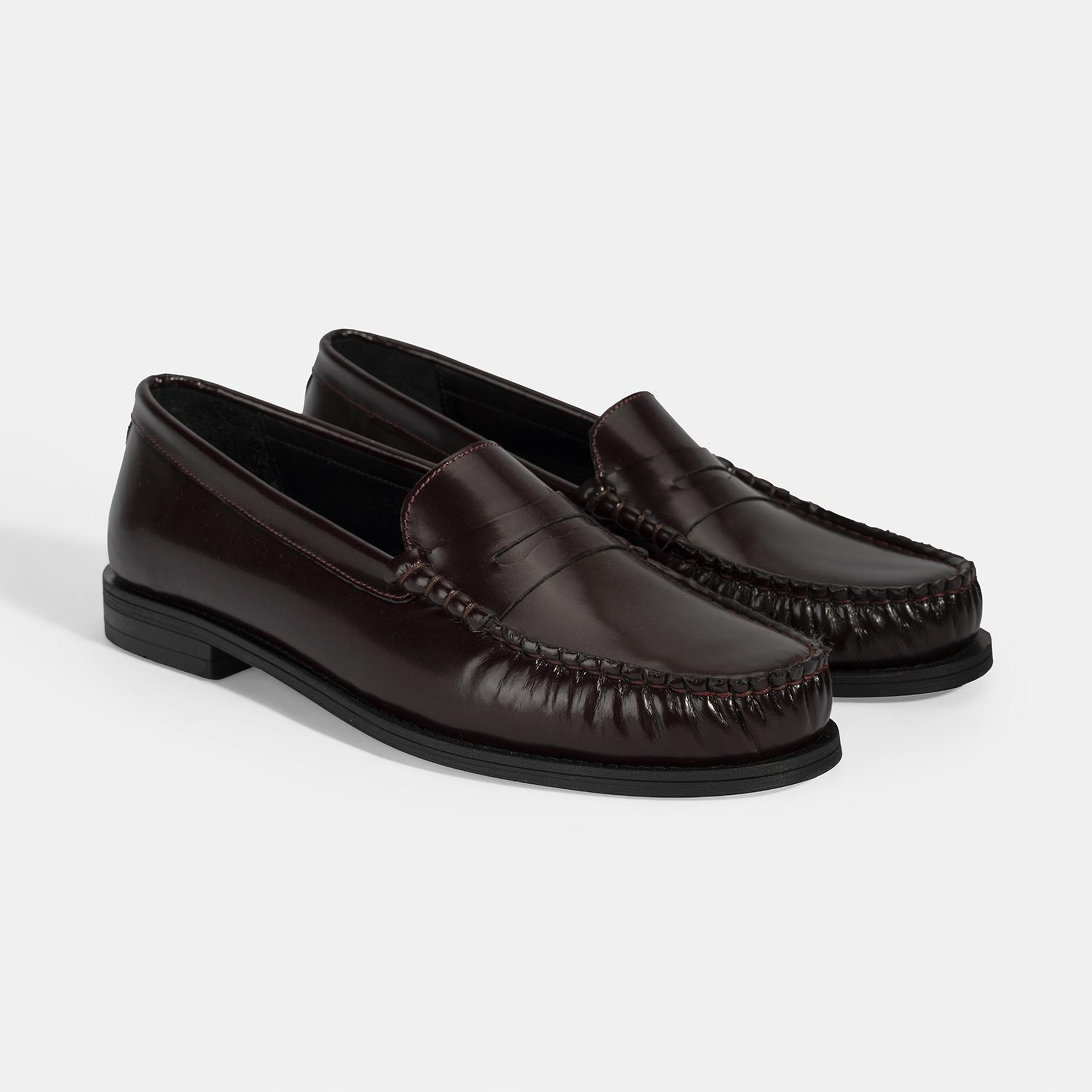 Kadın Bordo Klasik Deri Loafer