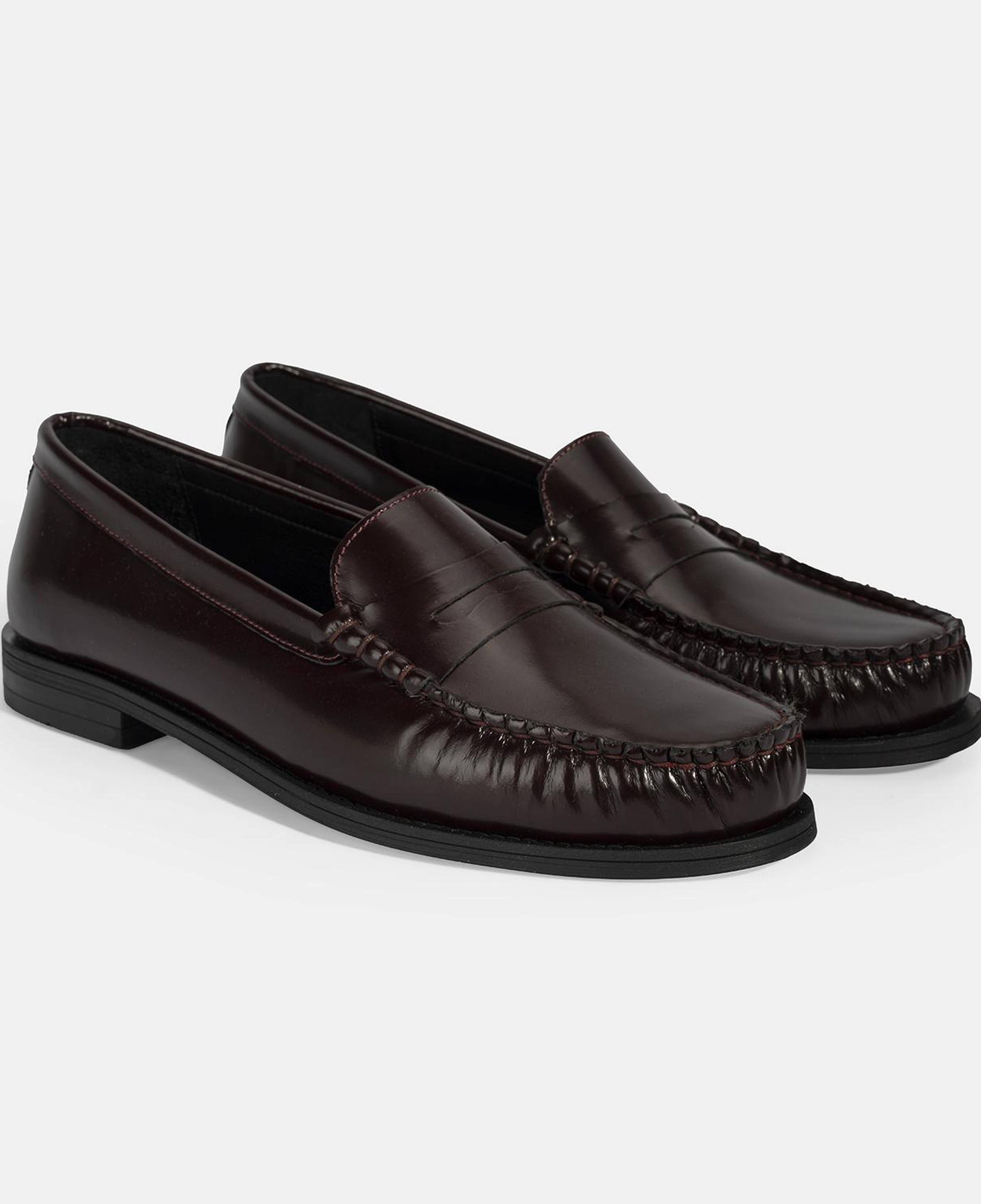 Kadın Bordo Klasik Deri Loafer
