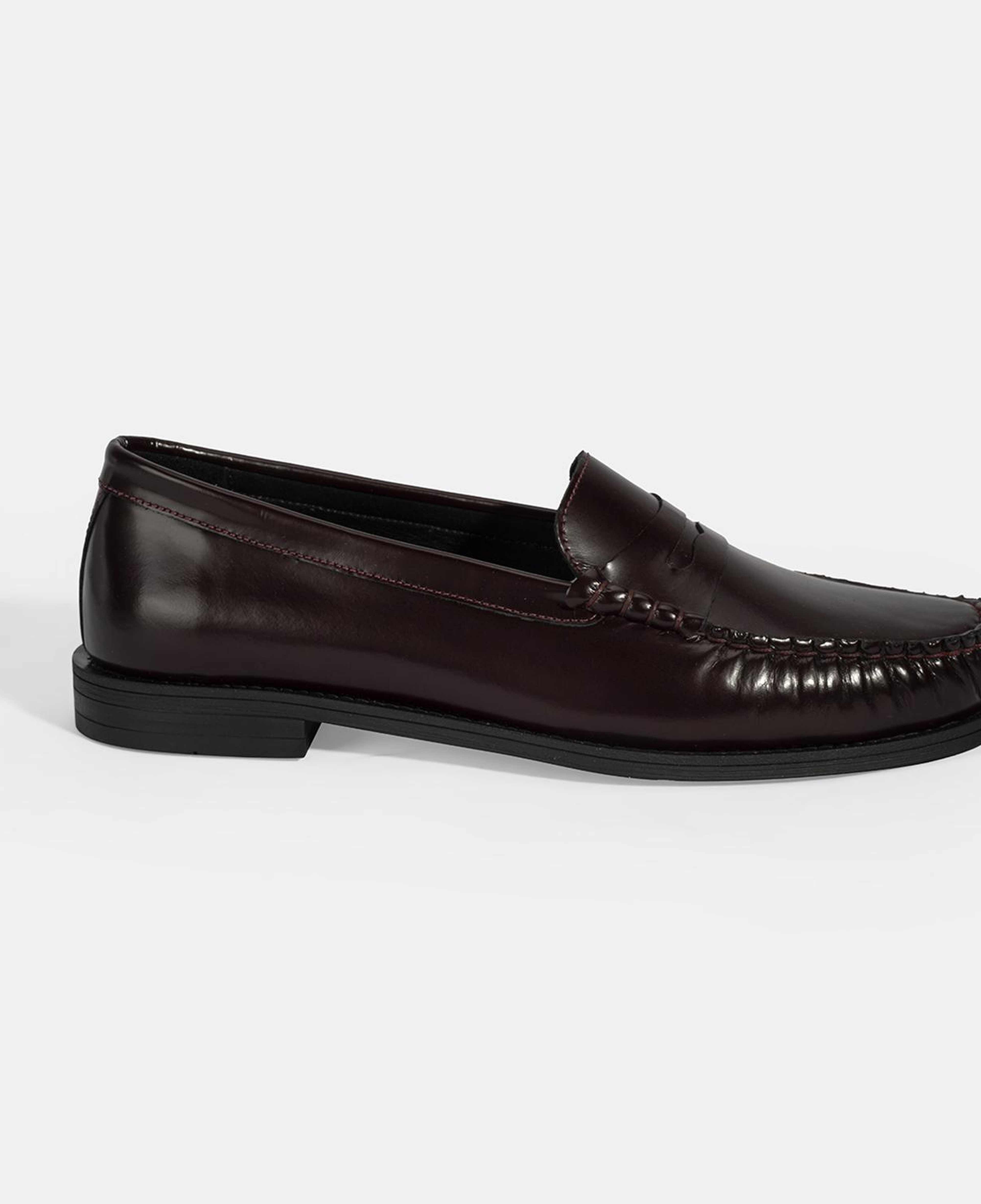 Kadın Bordo Klasik Deri Loafer
