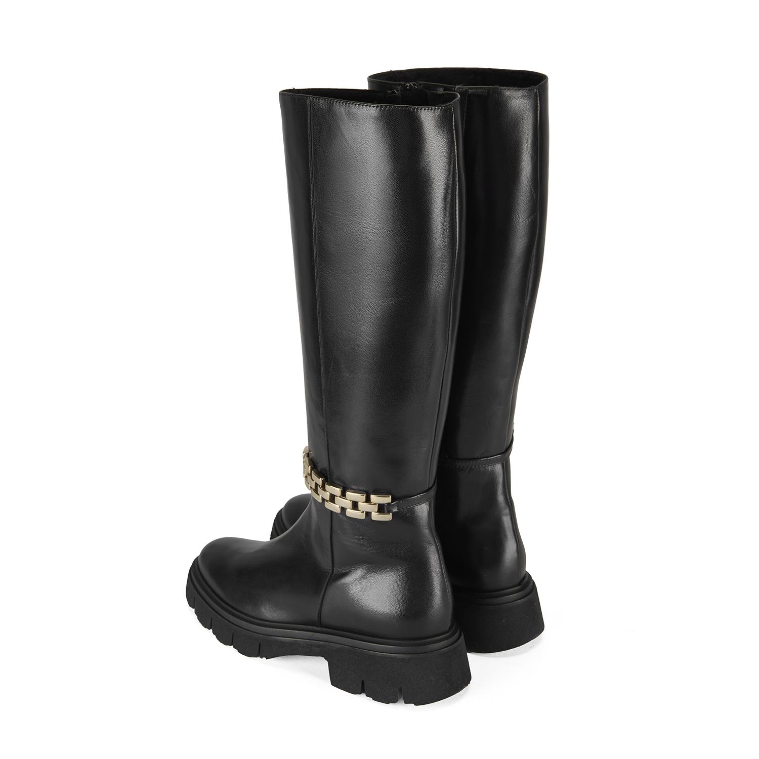 Luca Grossi Kadın Siyah Deri Zincir Detaylı Çizme