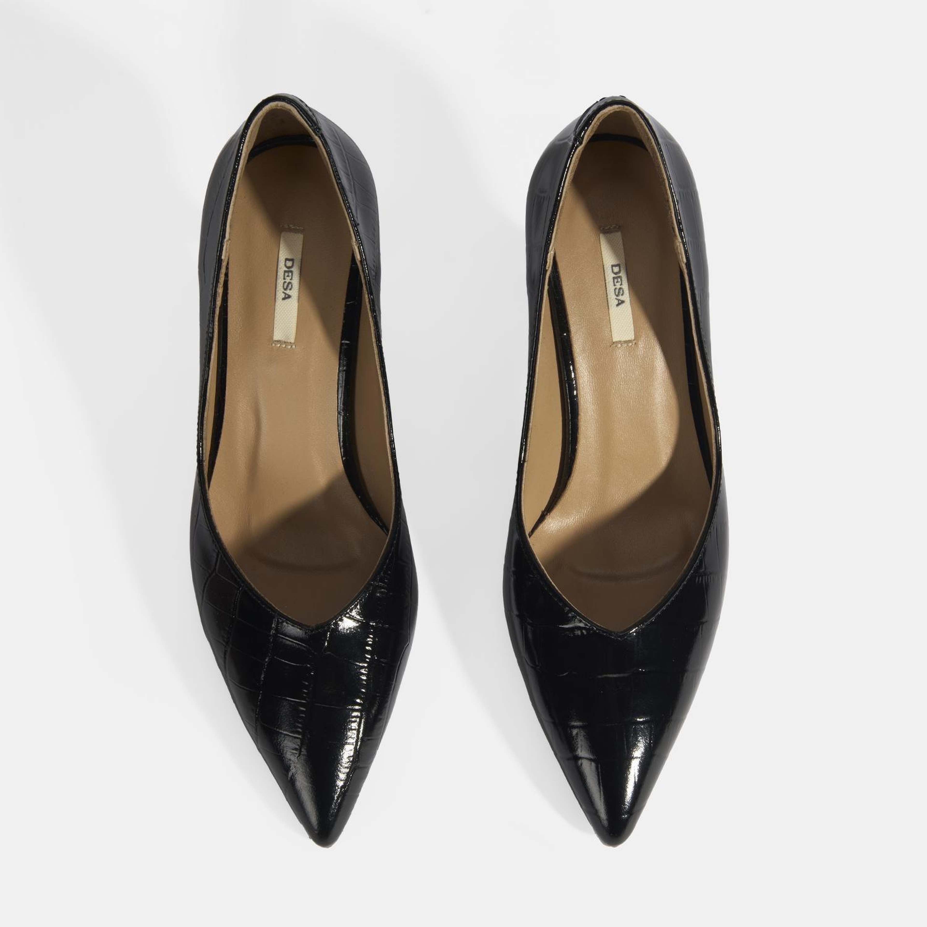 Kadın Siyah Kroko Baskılı Deri Stiletto