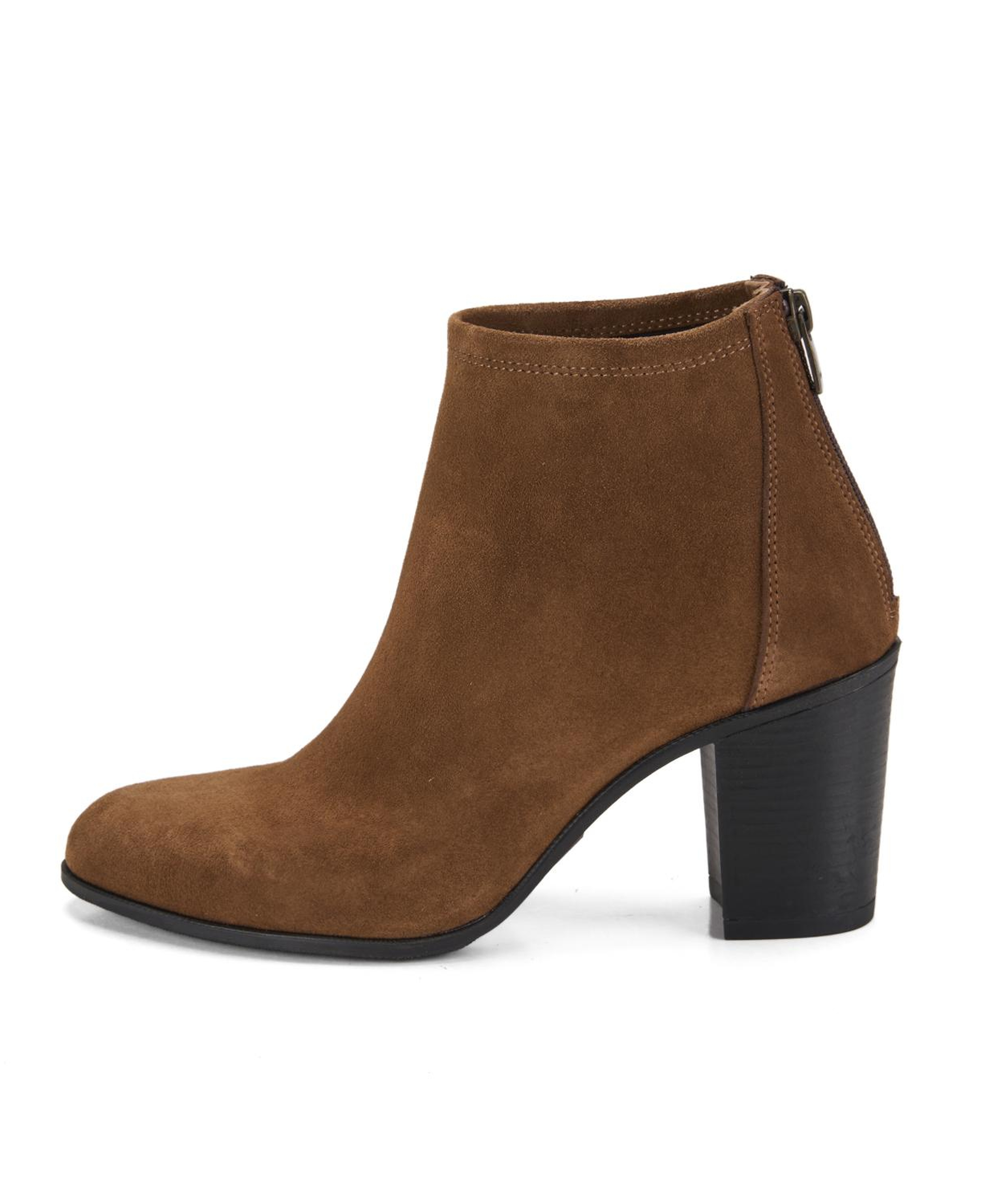 Kadın Taba Fermuarlı Topuklu Süet Bot