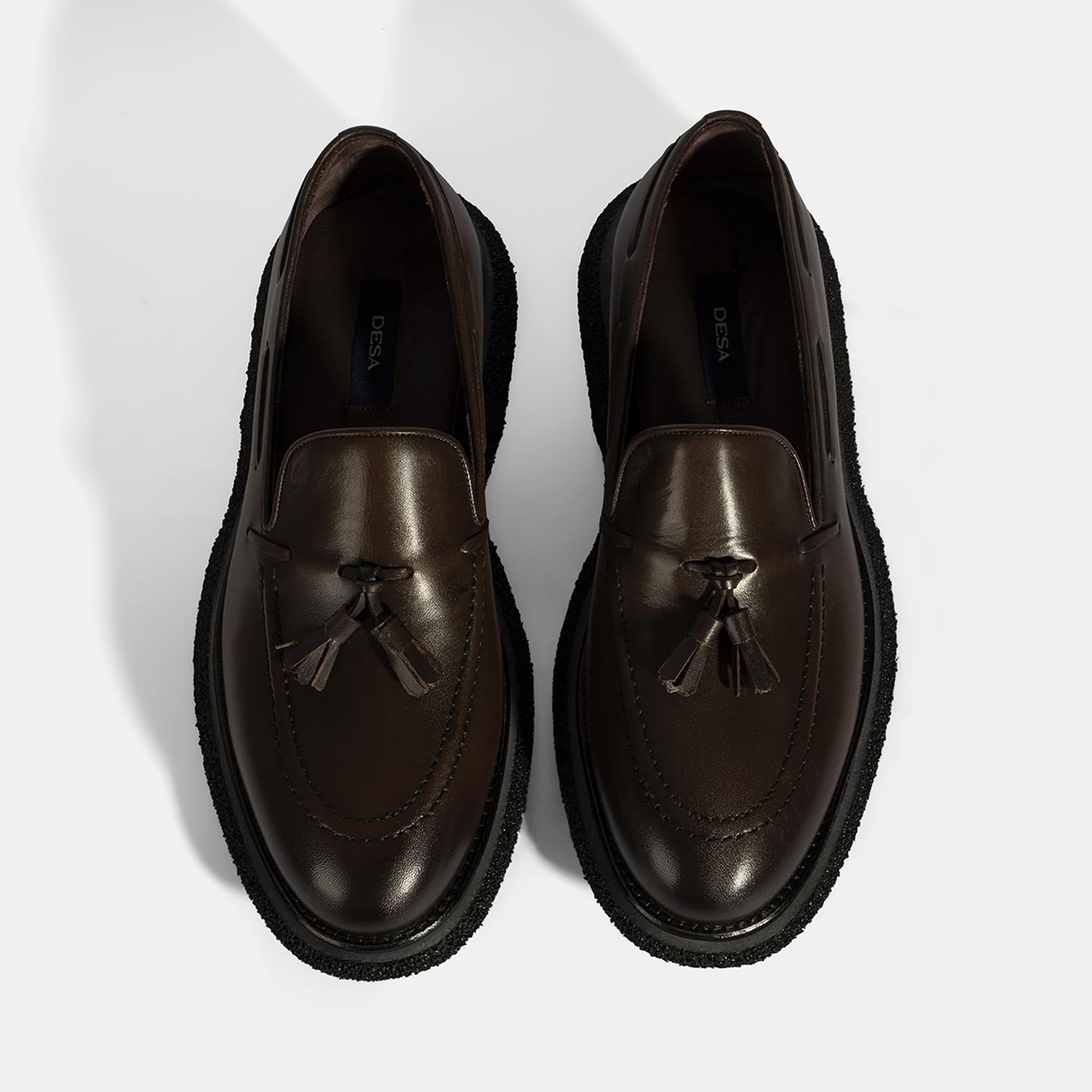 Erkek Kahve Püskül Detaylı Deri Loafer