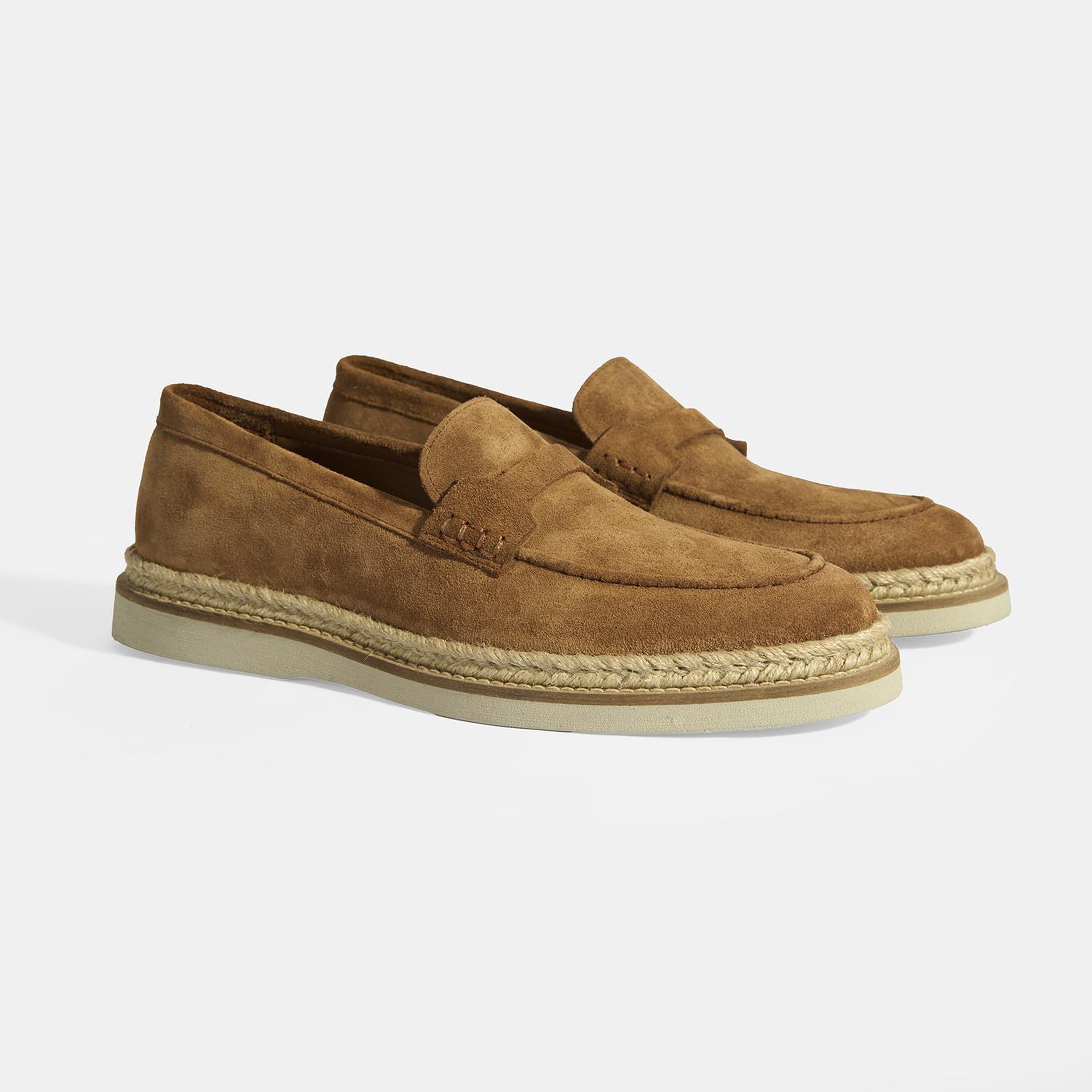 Taba Erkek Örgü Detaylı Süet Loafer