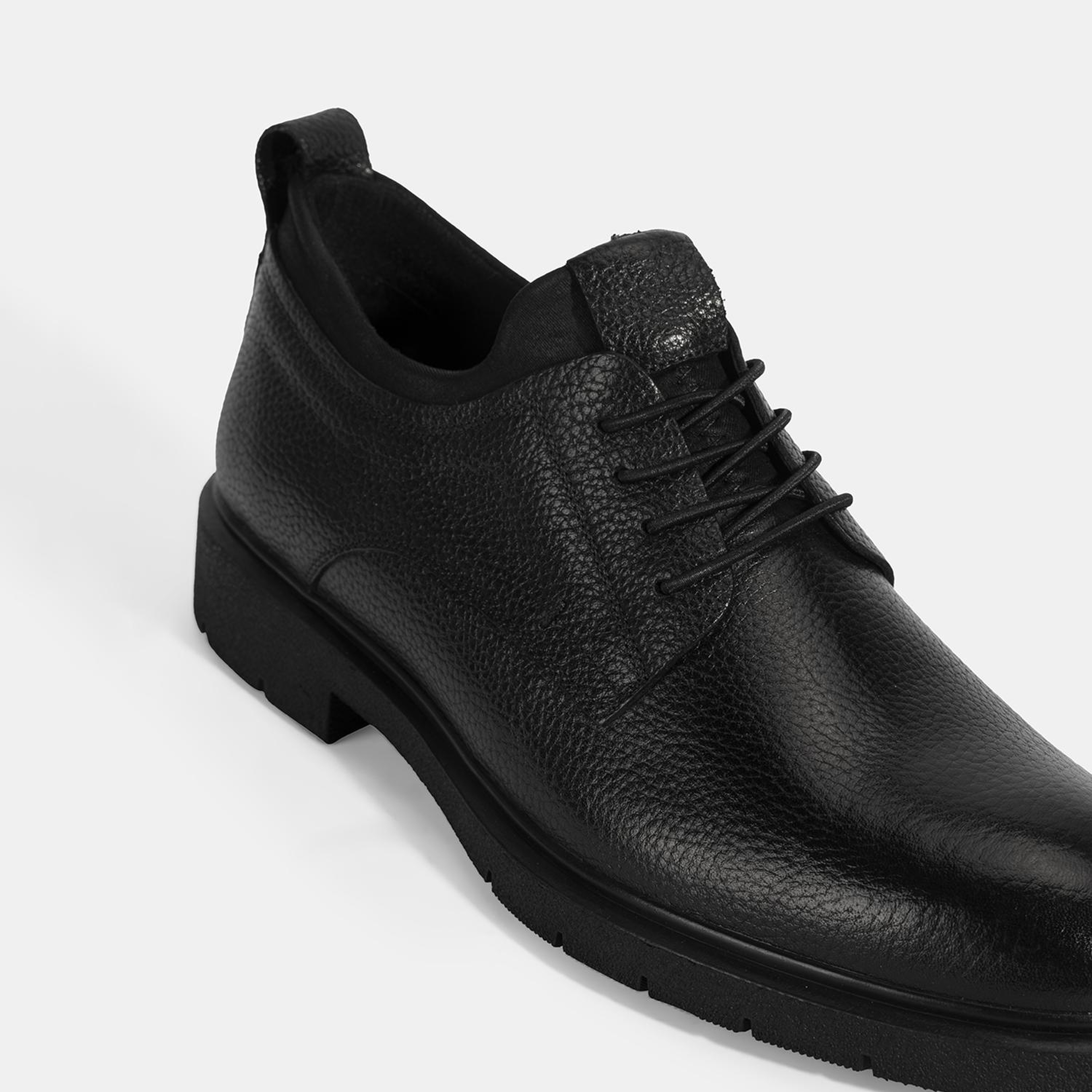 Erkek Siyah Bağcıklı Deri Klasik Ayakkabı