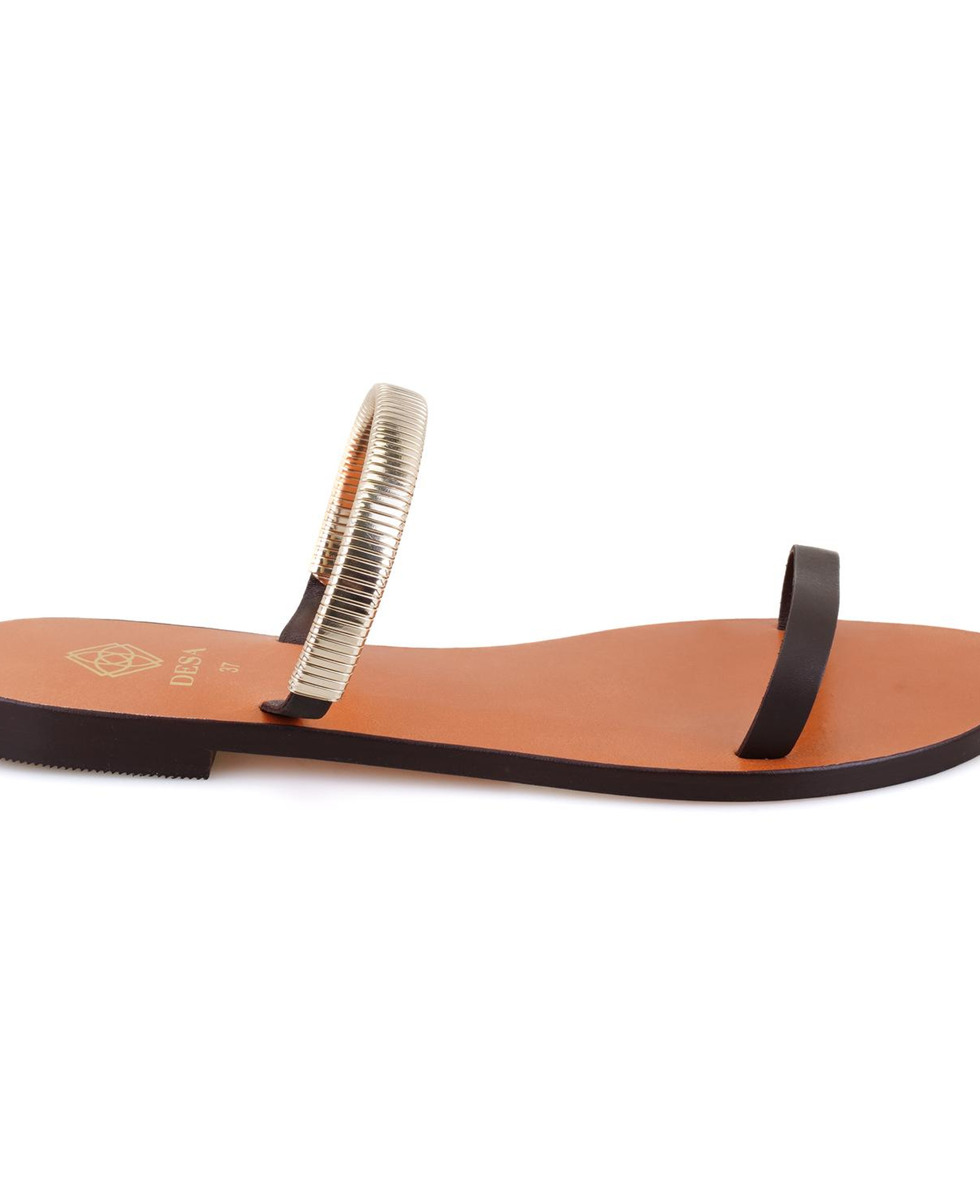 Kadın Kahve Parlak Aksesuarlı Deri Terlik