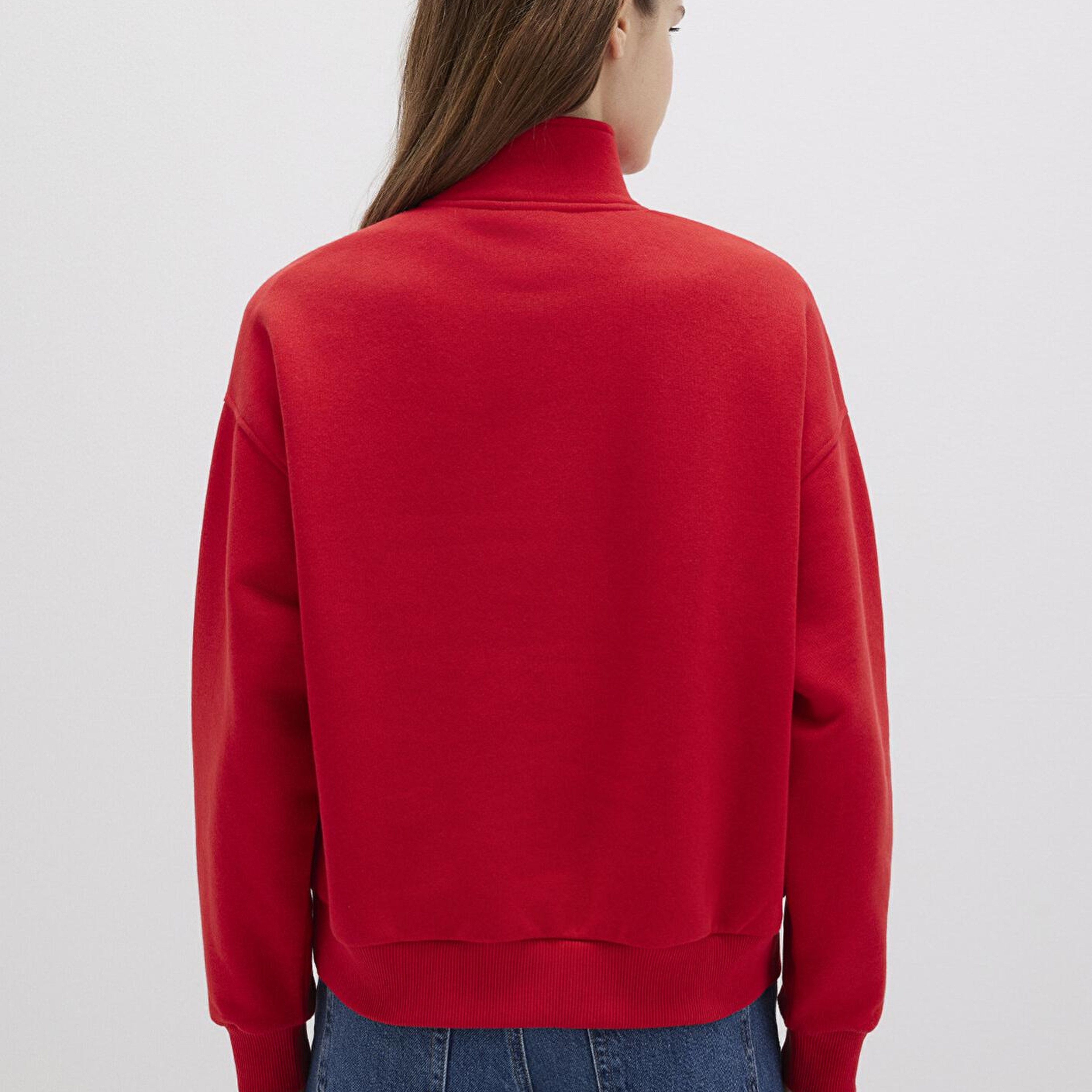 Mavi Mavi Logo Baskılı Yarı Fermuarlı Kırmızı Sweatshirt 1S10373-90742