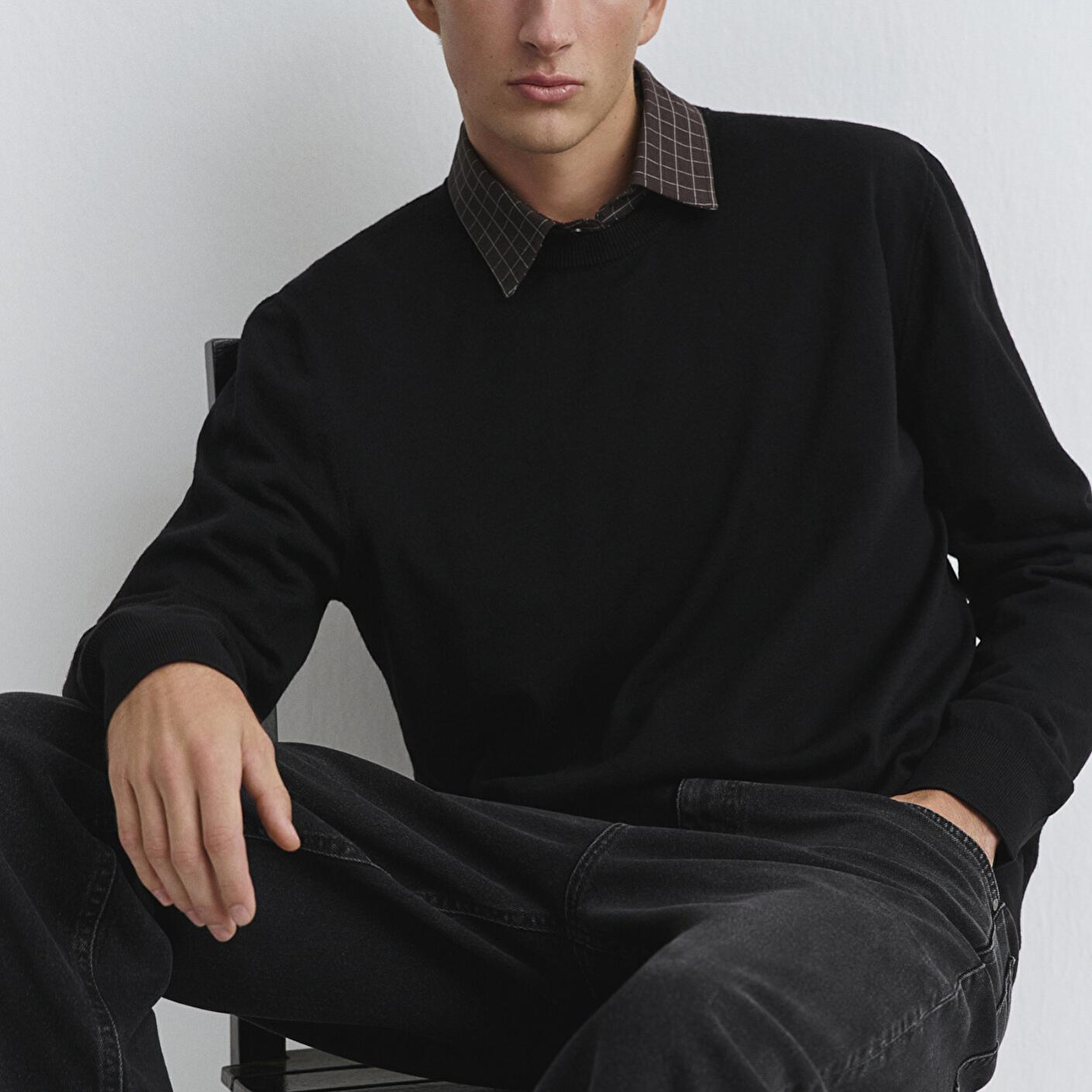 Mavi Bisiklet Yaka Siyah Yün Kazak Regular Fit / Normal Kesim 0710384-900