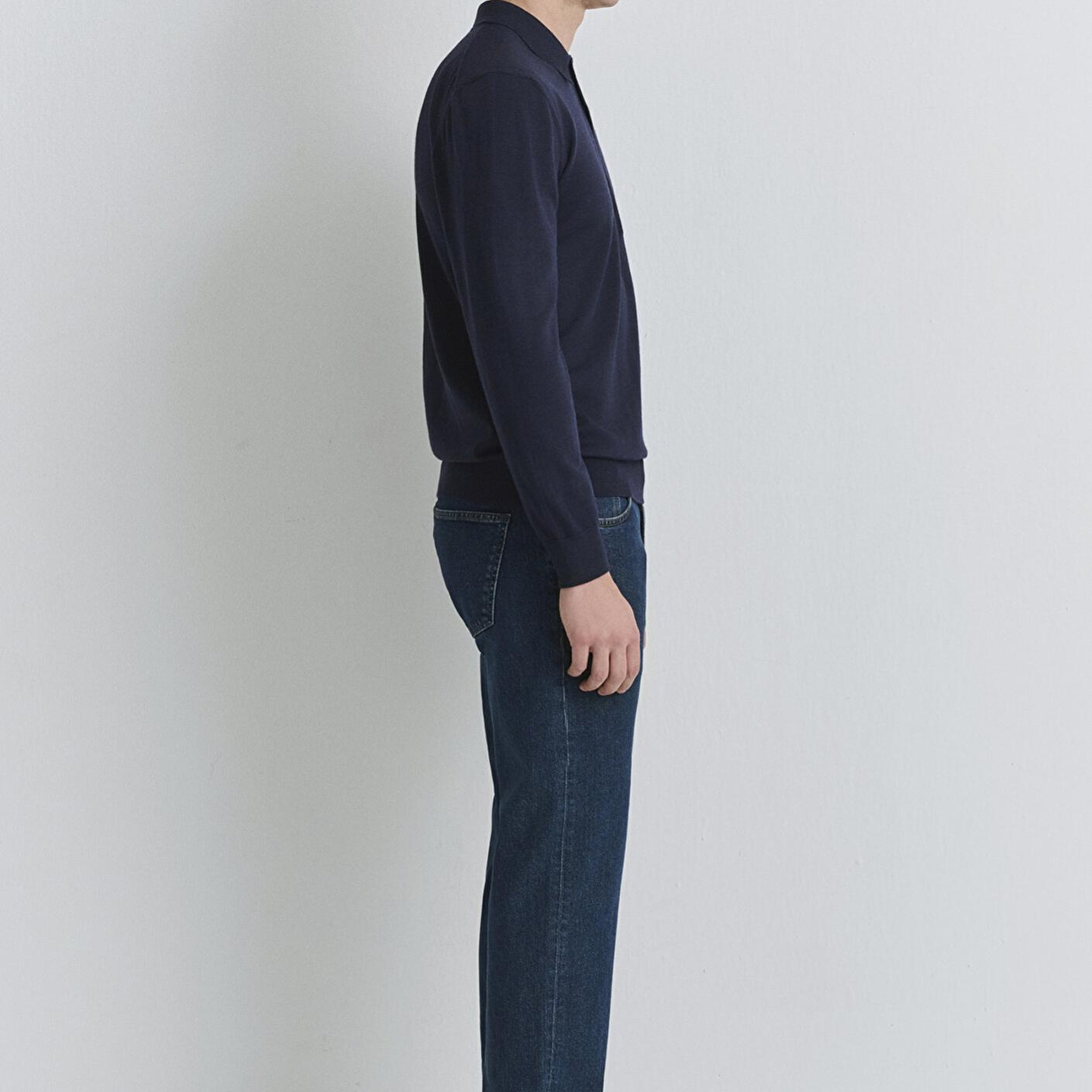 Mavi Düğmeli Lacivert Yün Kazak 0710382-70490