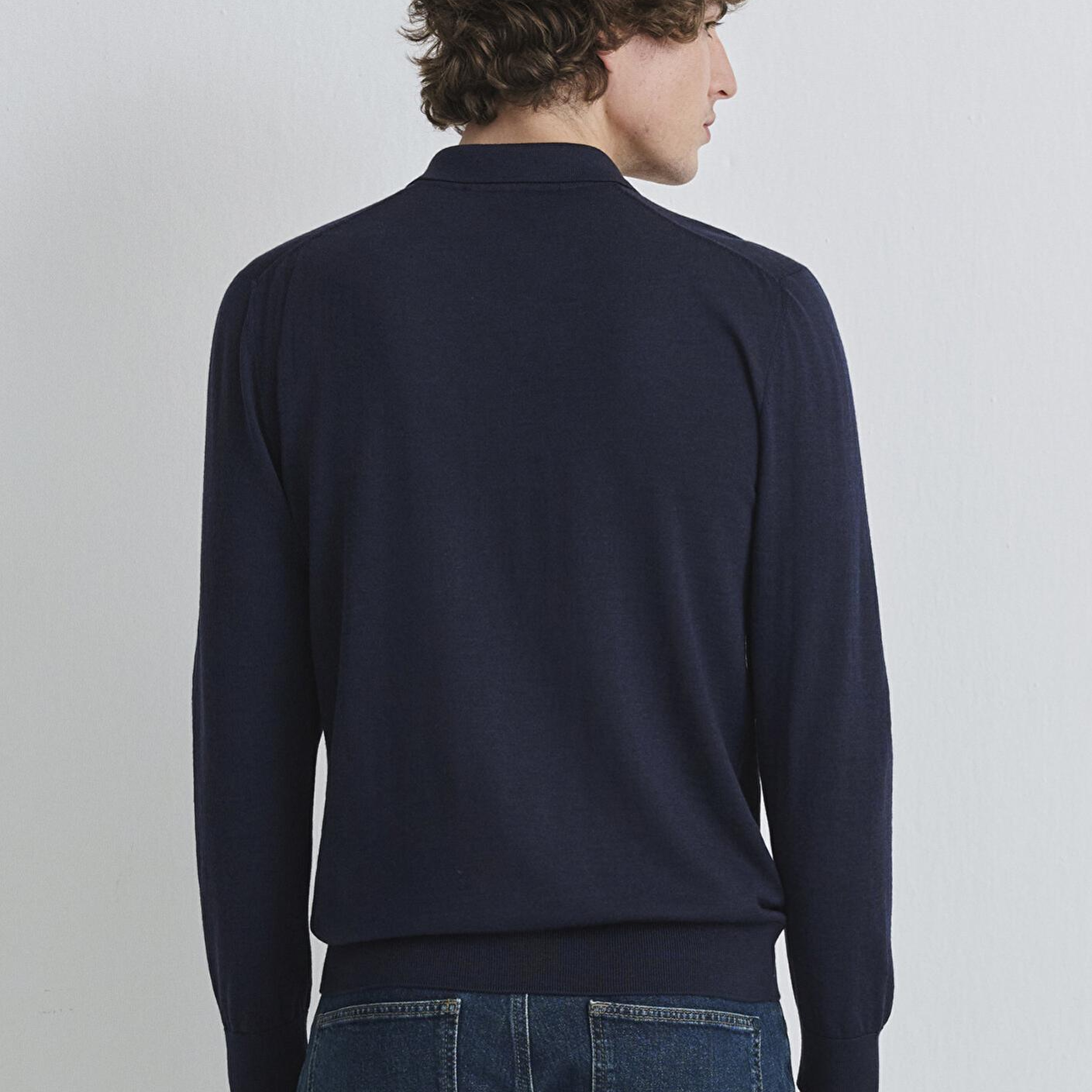 Mavi Düğmeli Lacivert Yün Kazak 0710382-70490