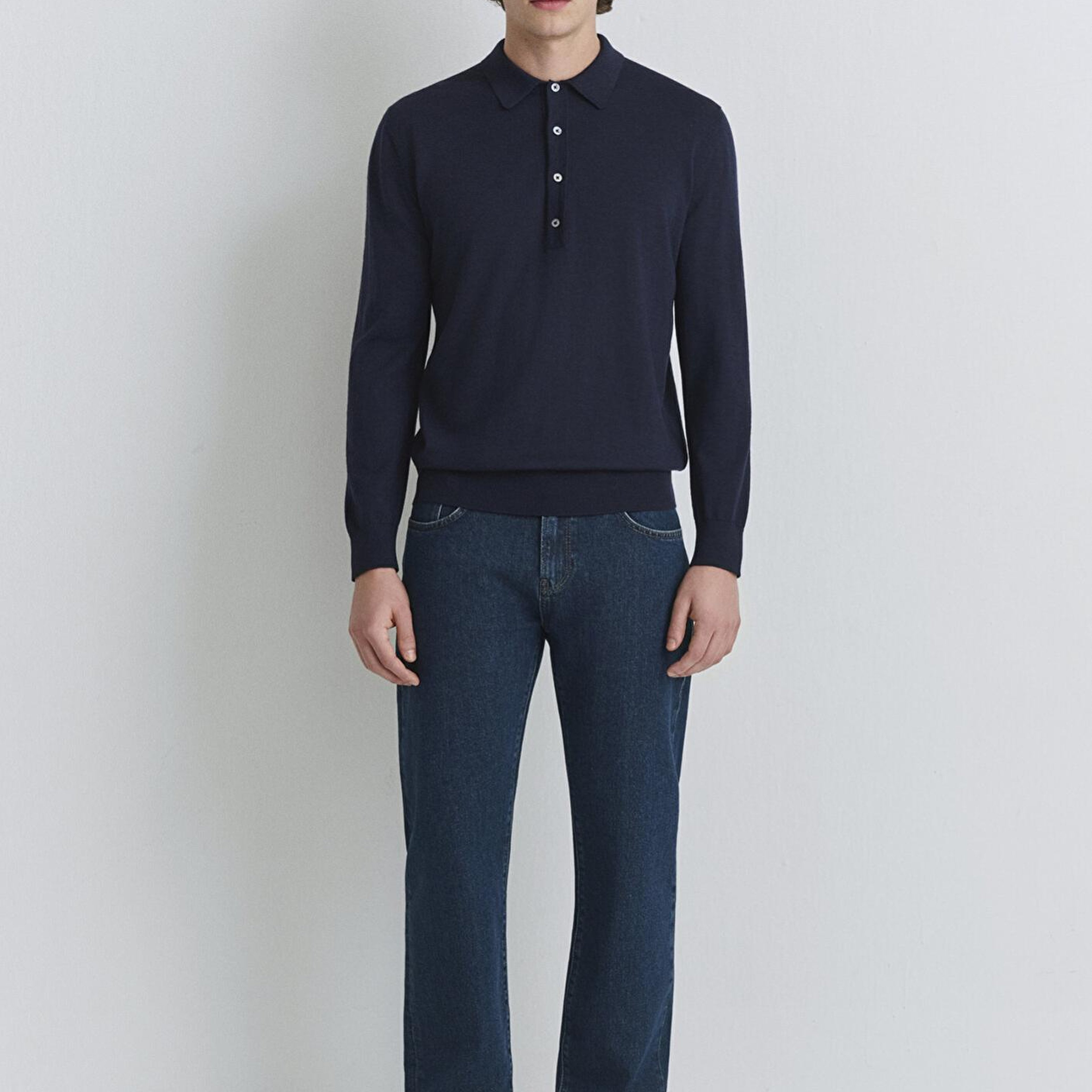 Mavi Düğmeli Lacivert Yün Kazak 0710382-70490