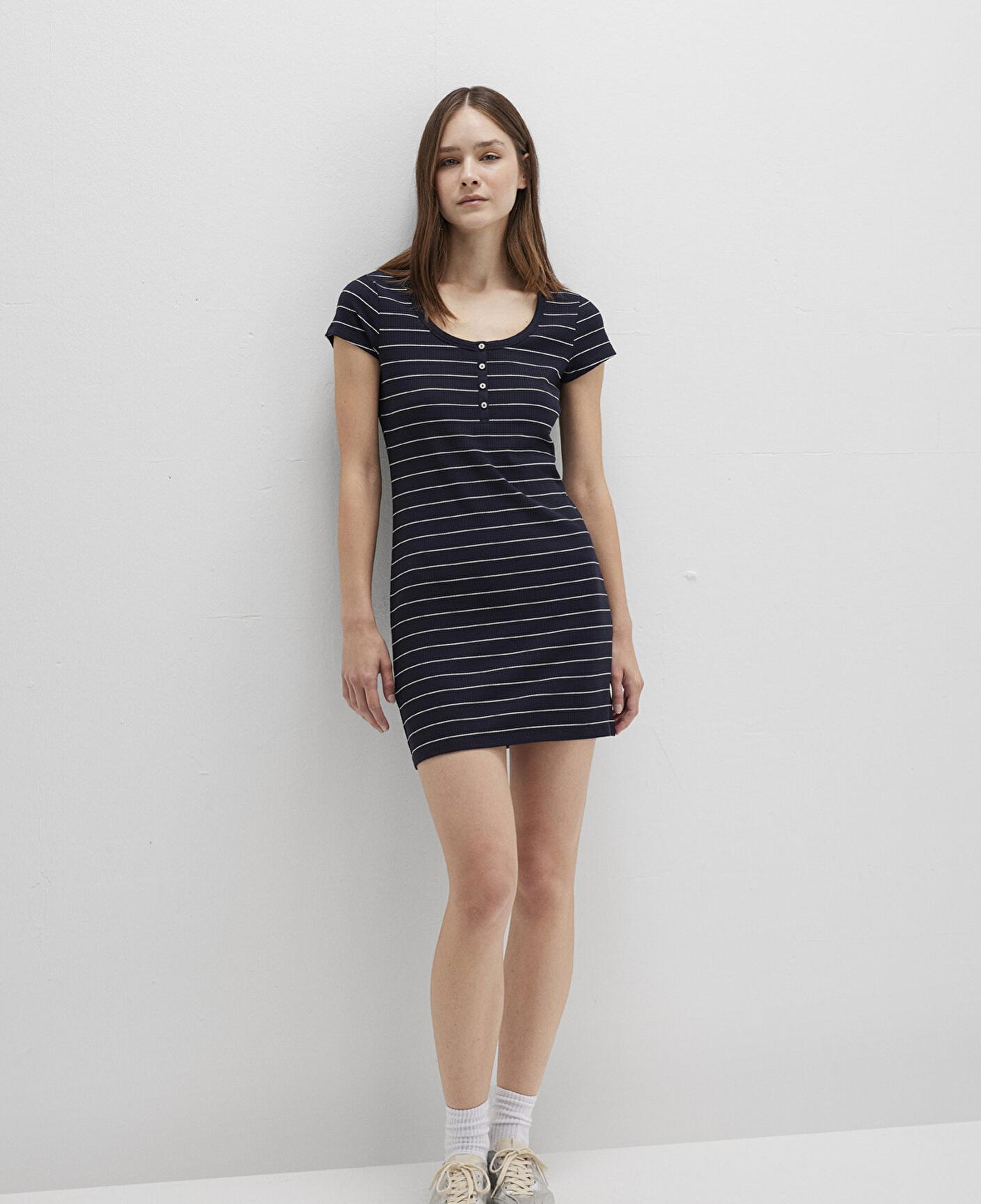 Mavi Çizgili Örme Elbise 1310774-91103