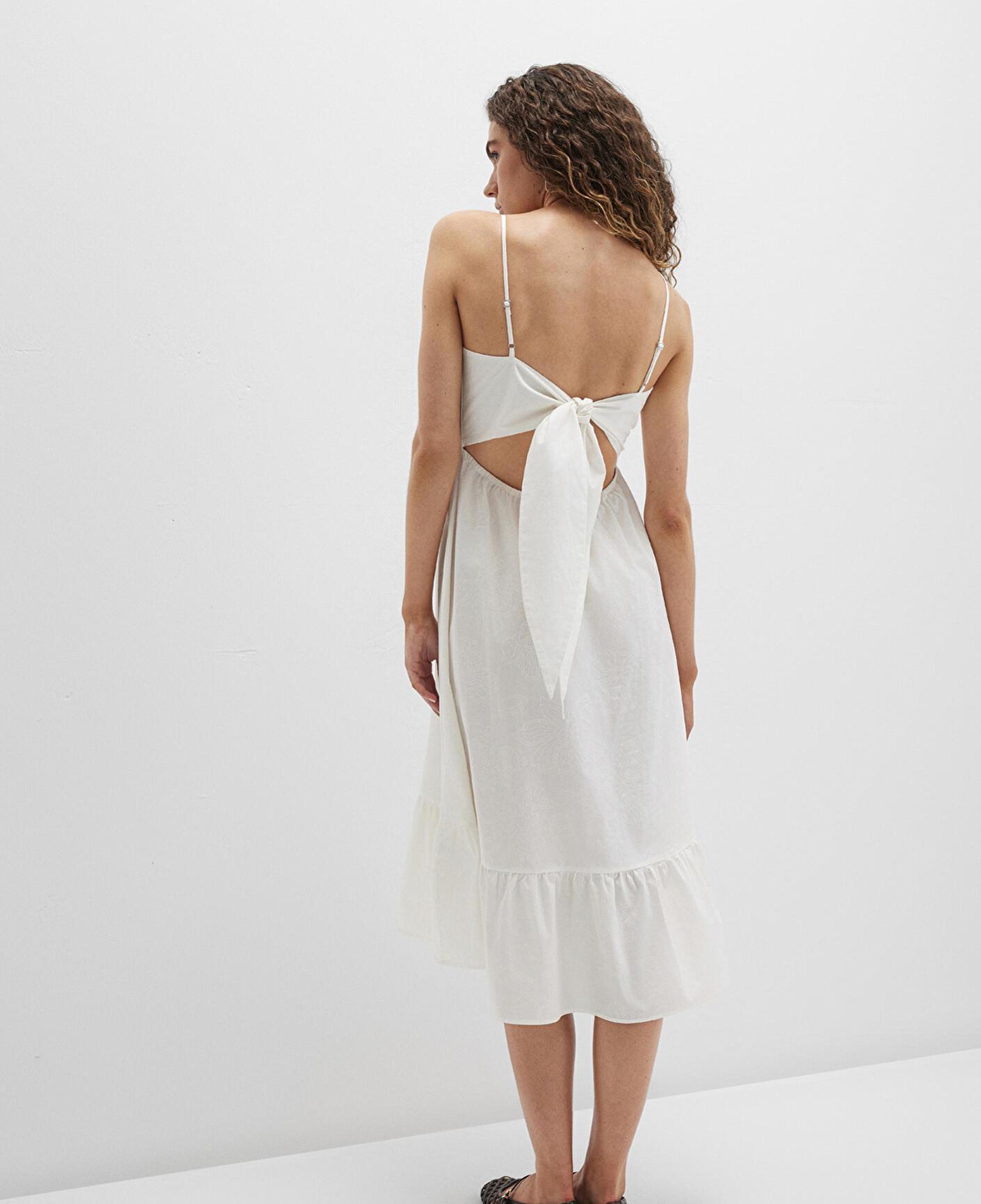 Mavi Sırt Detaylı Beyaz Elbise 1310804-70057