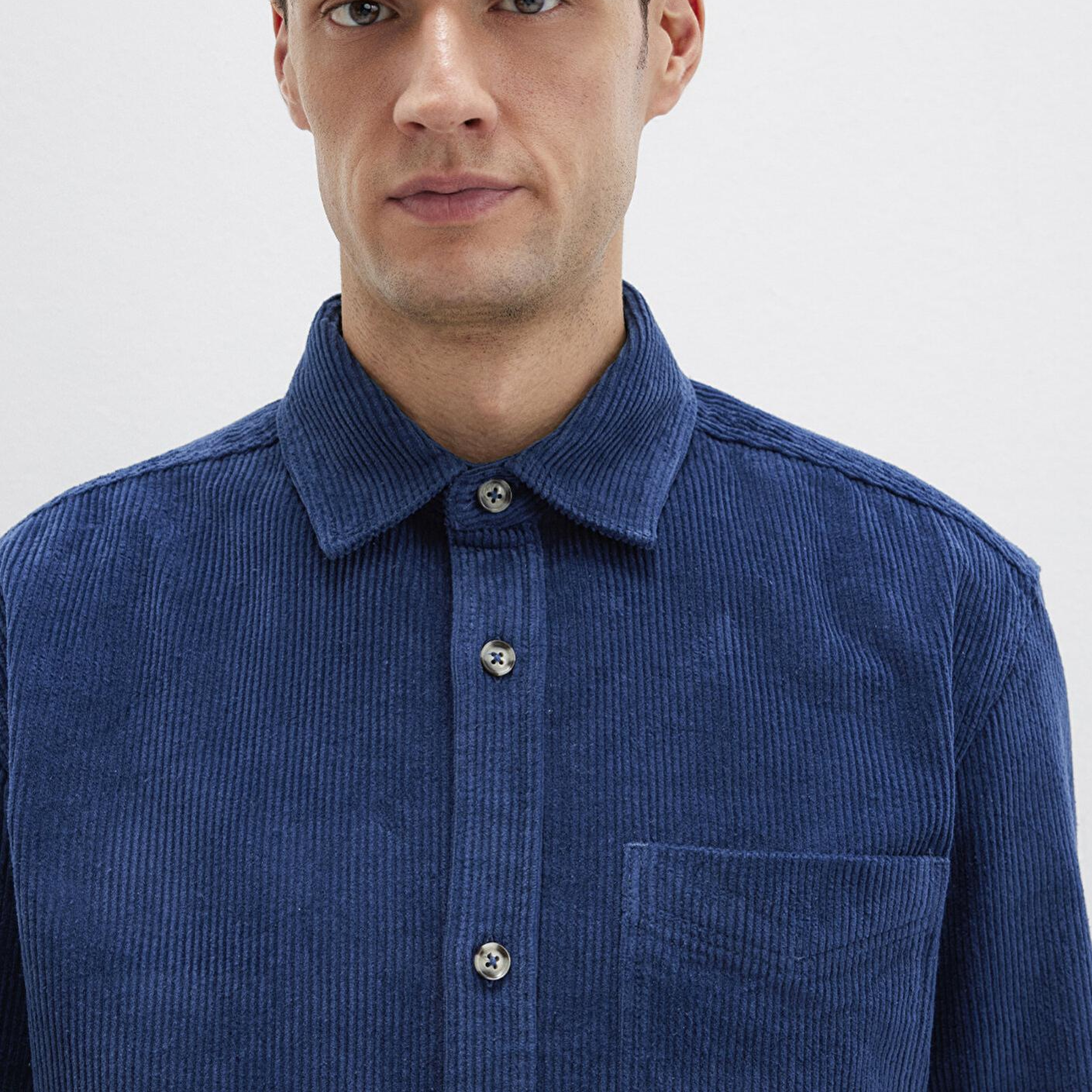 Mavi Lacivert Kadife Gömlek Loose Fit / Bol Rahat Kesim 0211749-80925