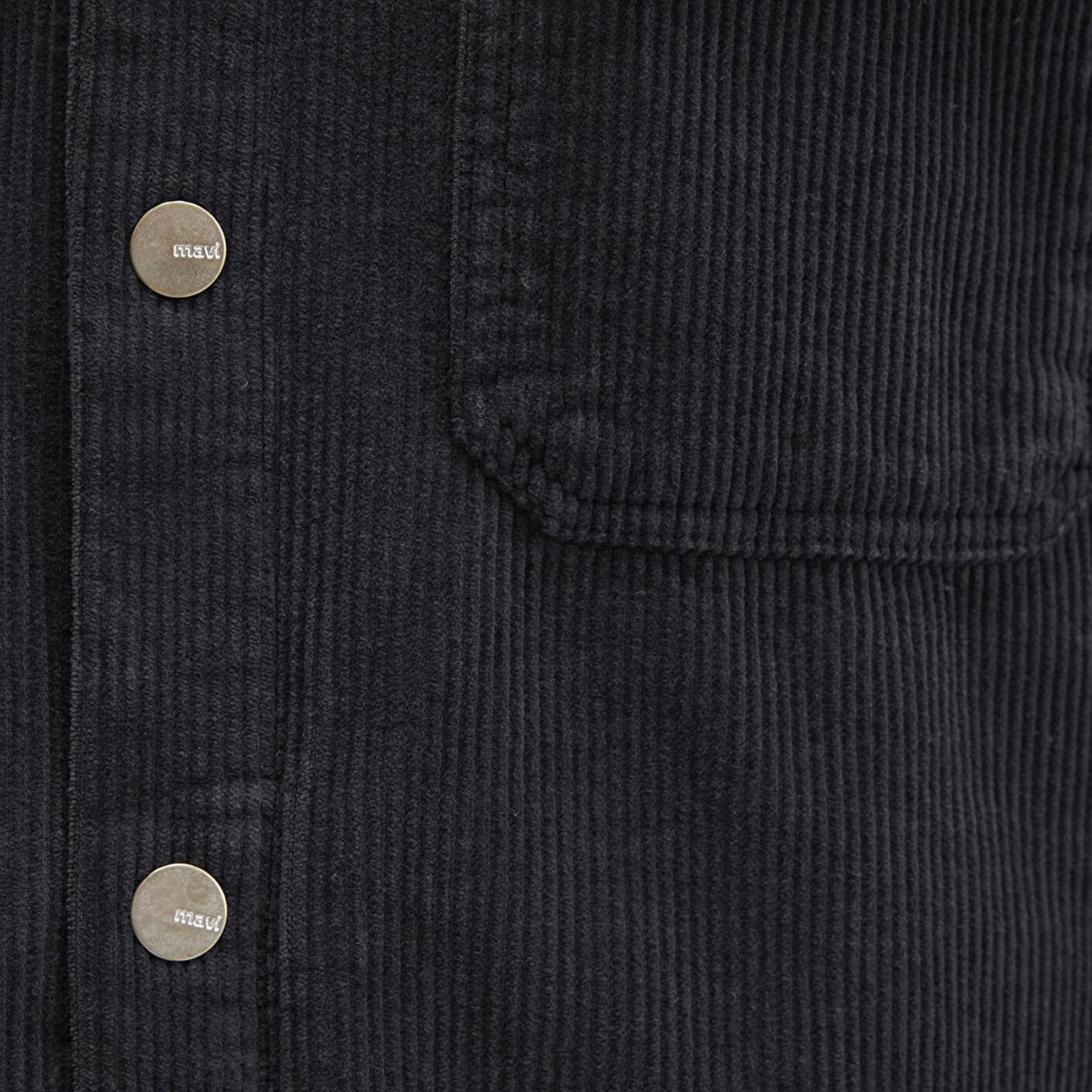 Mavi Antrasit Cepli Kadife Gömlek Loose Fit / Bol Rahat Kesim 0211750-70087