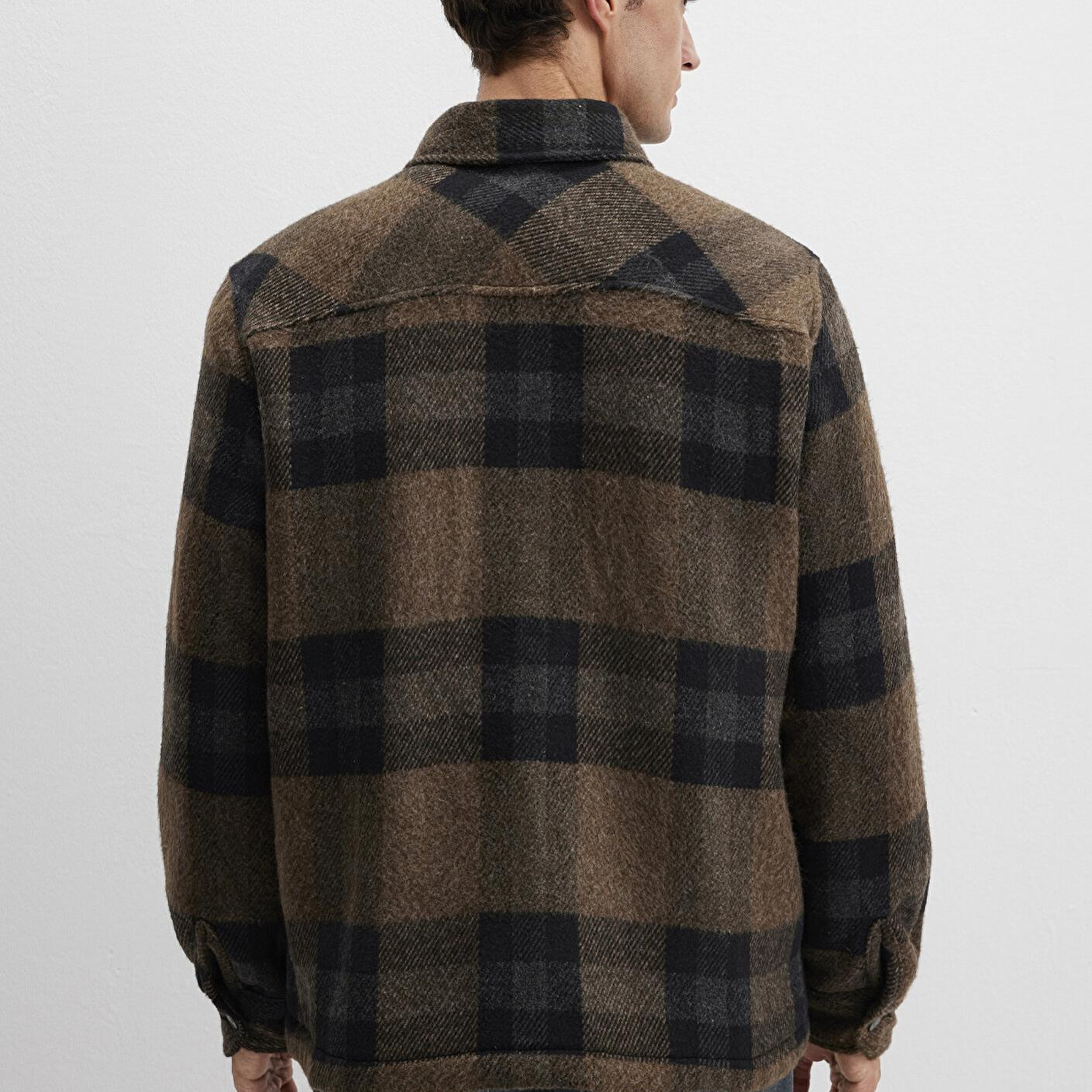 Mavi Yün Karışımlı Kareli Ceket Oversize / Geniş Kesim 0110749-91230