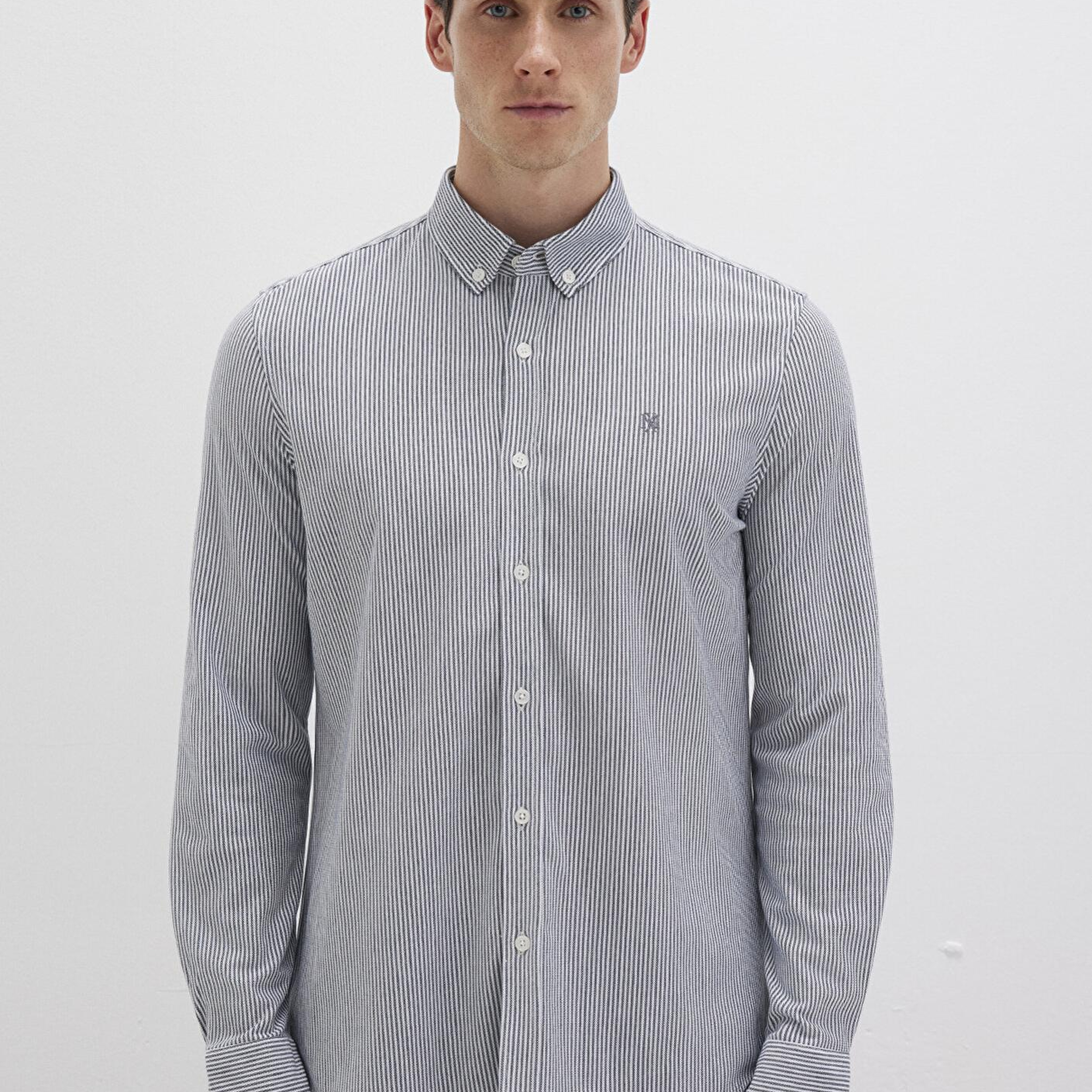 Mavi Çizgili Lacivert Gömlek Slim Fit / Dar Kesim 0211402-91331