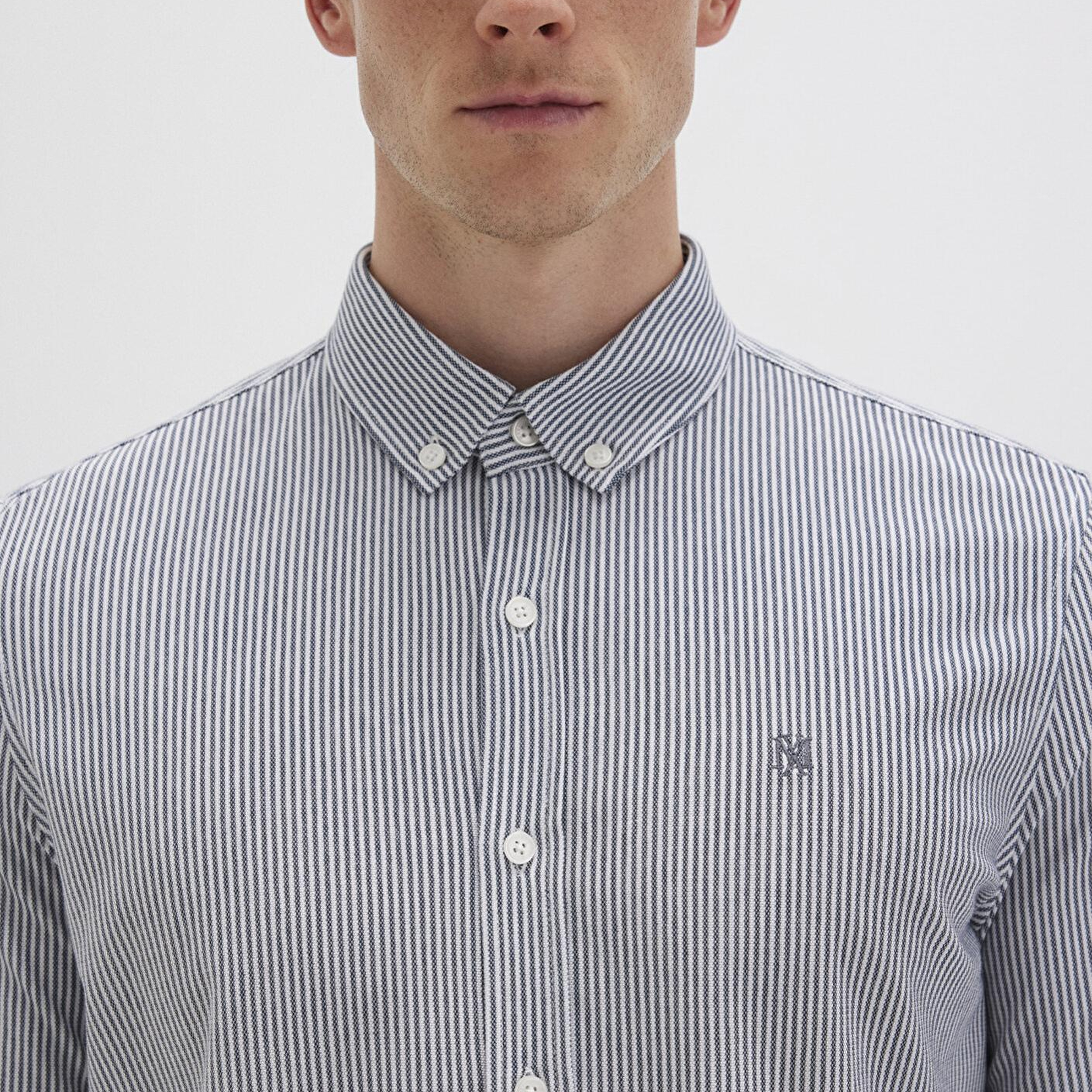 Mavi Çizgili Lacivert Gömlek Slim Fit / Dar Kesim 0211402-91331