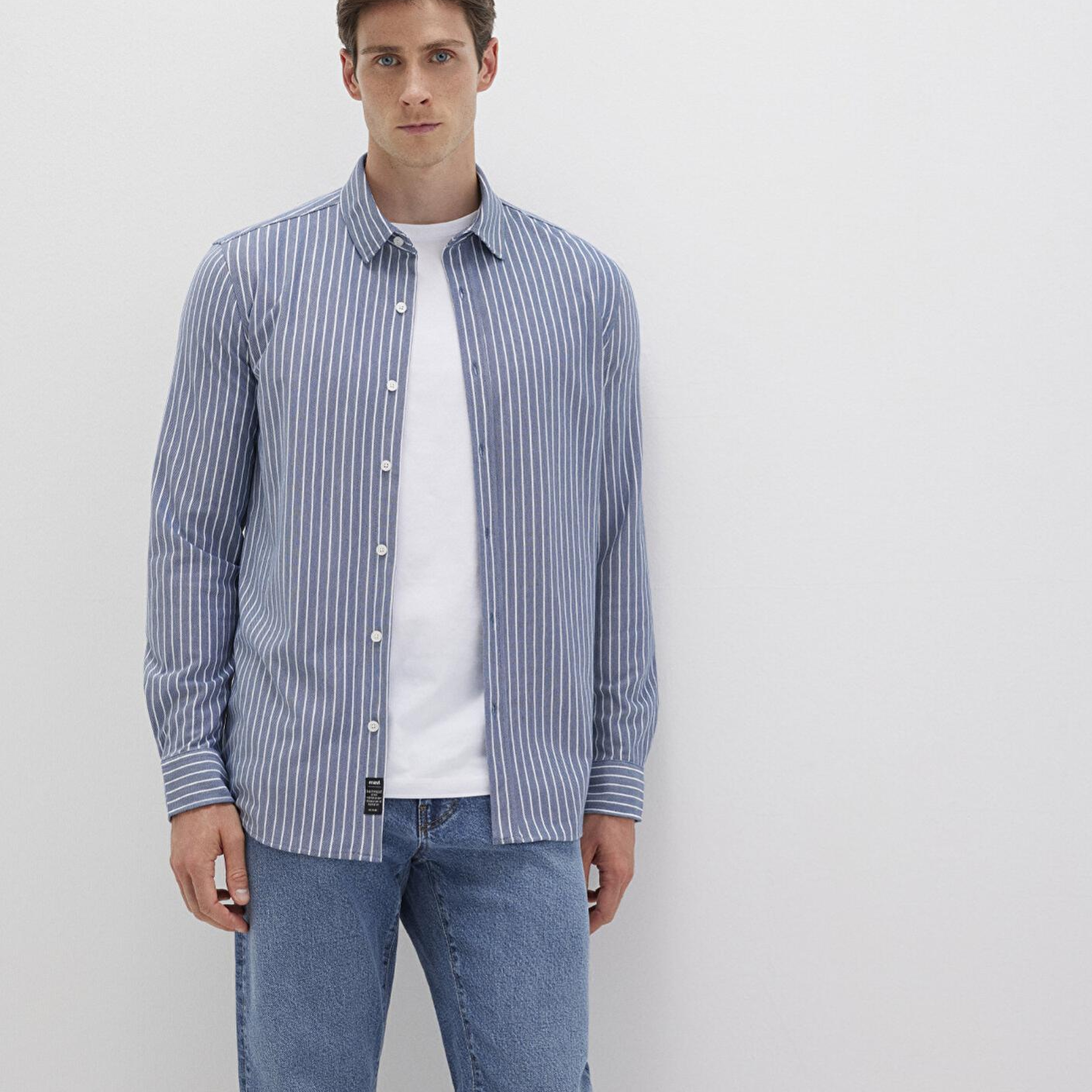 Mavi Çizgili Mavi Gömlek Slim Fit / Dar Kesim 0211404-91333