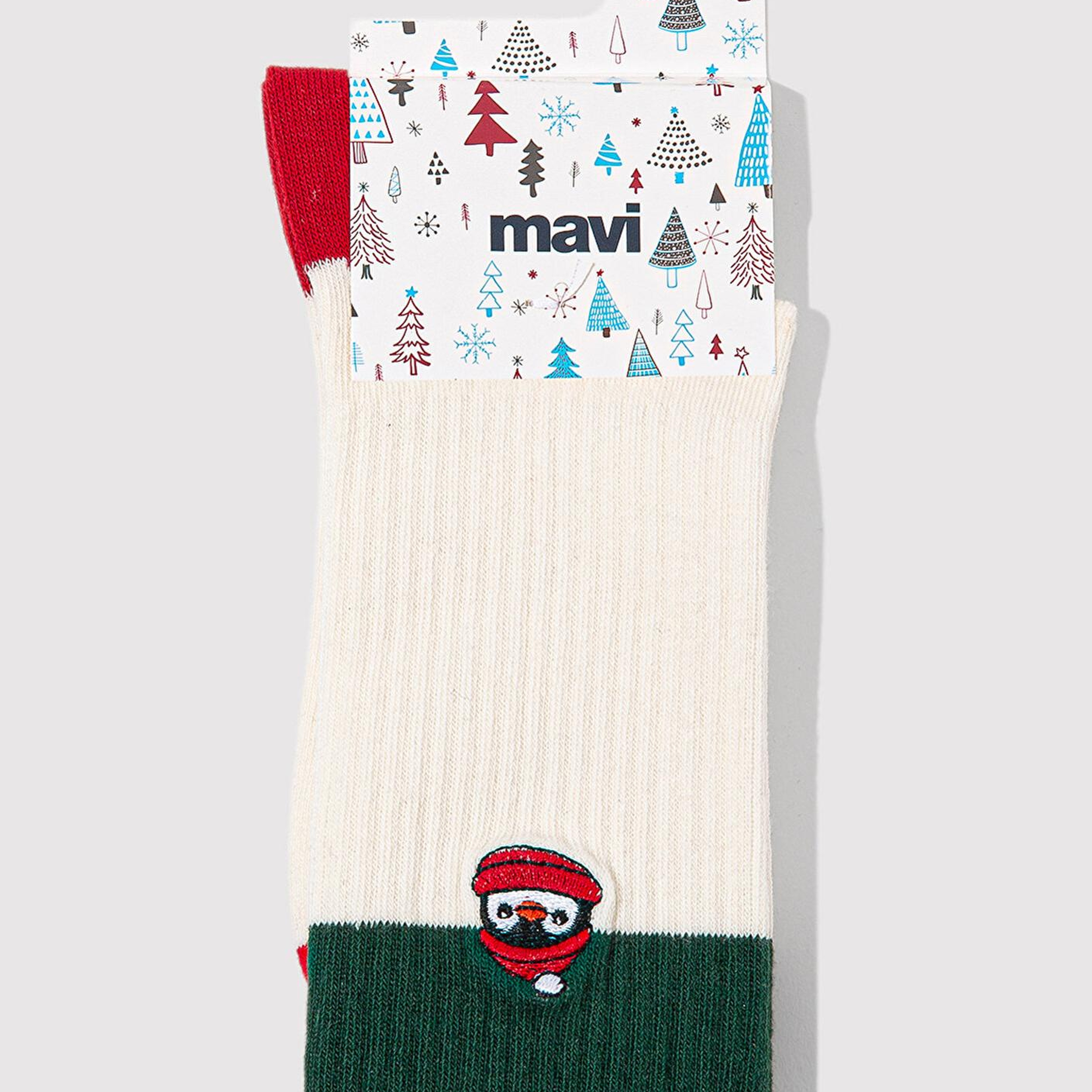 Mavi Yılbaşı Temalı Ekru Bot Çorabı 1913700-70007