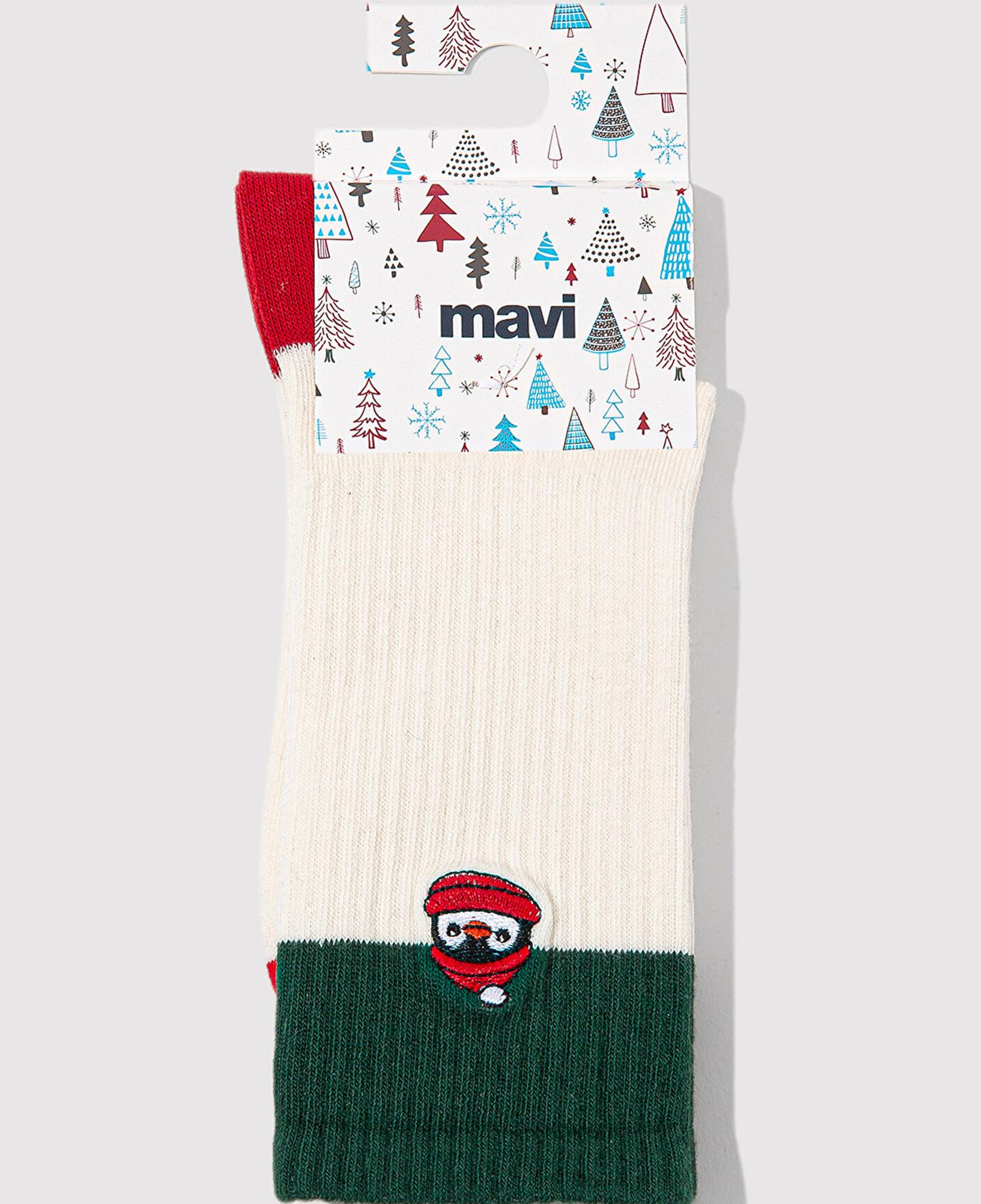 Mavi Yılbaşı Temalı Ekru Bot Çorabı 1913700-70007