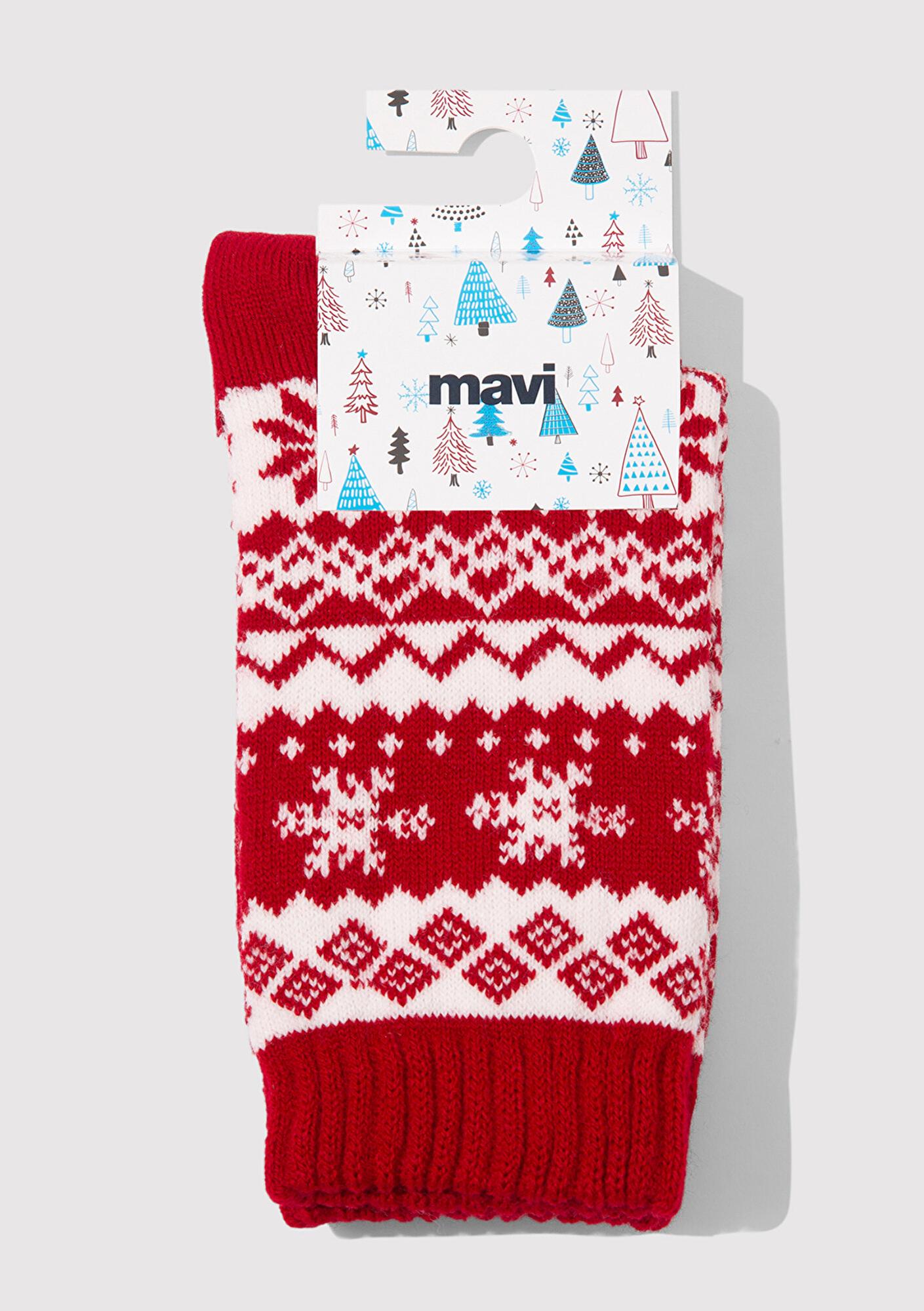 Mavi Yılbaşı Temalı Kırmızı Bot Çorabı 1913698-34329