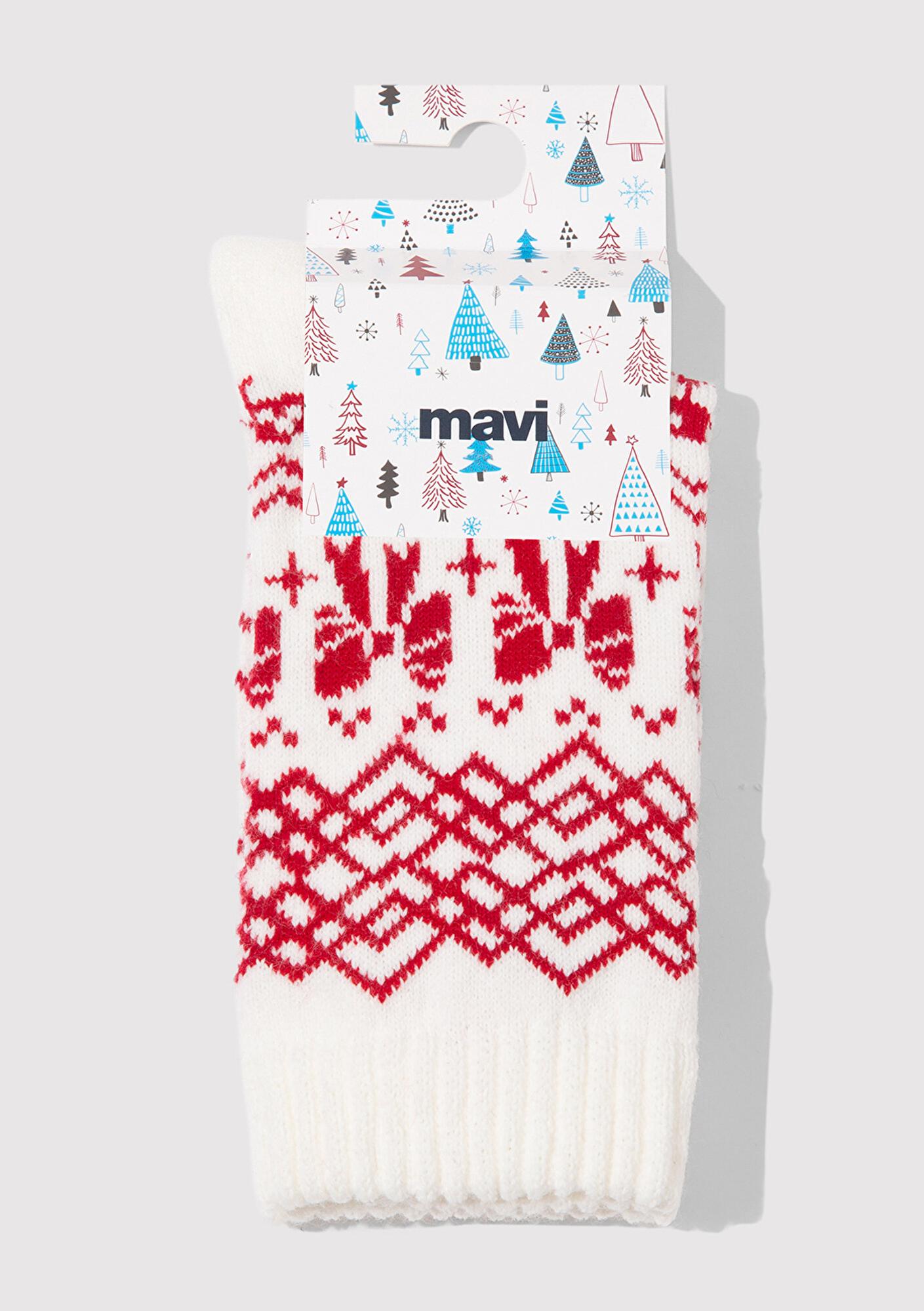 Mavi Yılbaşı Temalı Bot Çorabı 1913699-25705