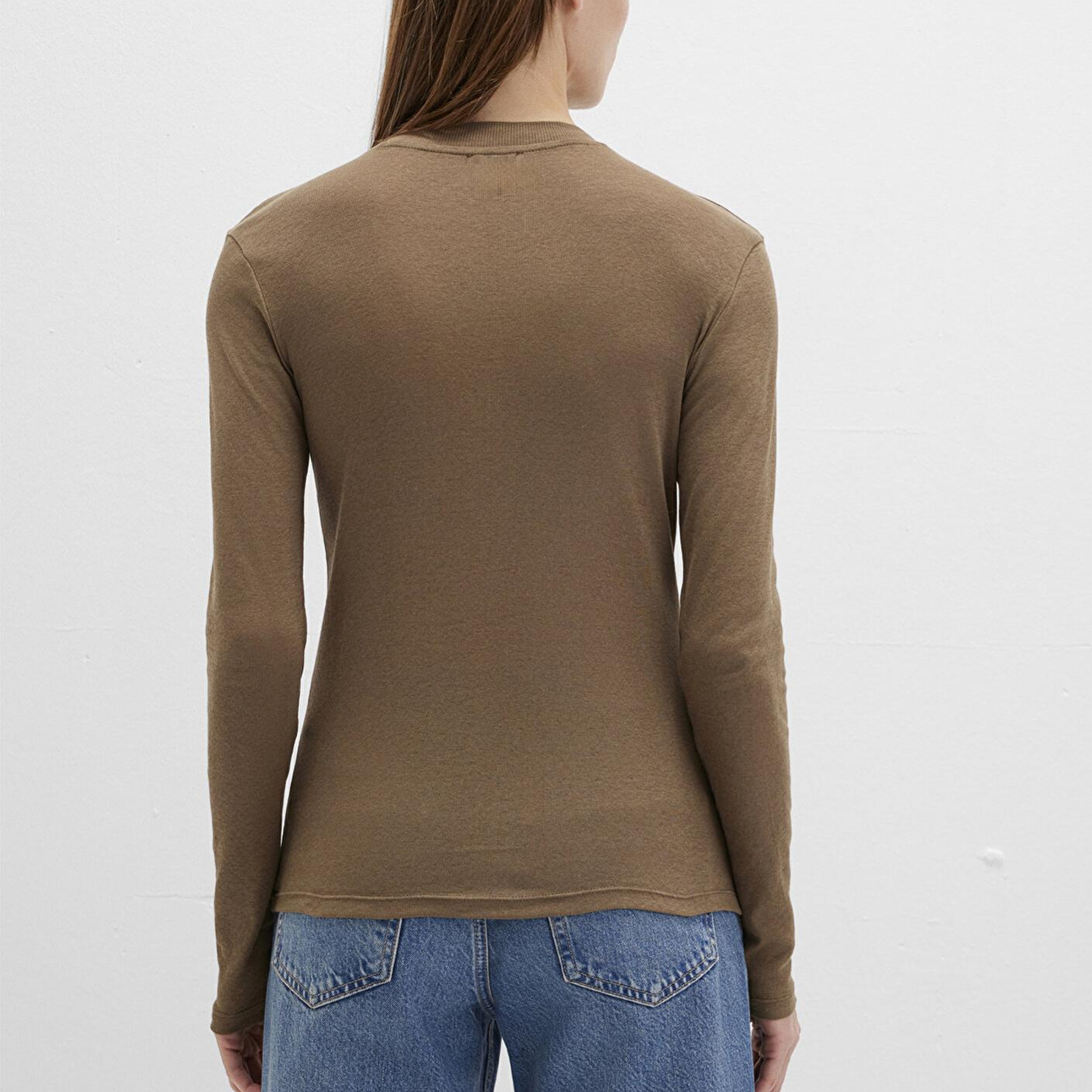 Mavi Uzun Kollu Kahverengi Tişört Slim Fit / Dar Kesim 1613352-71590