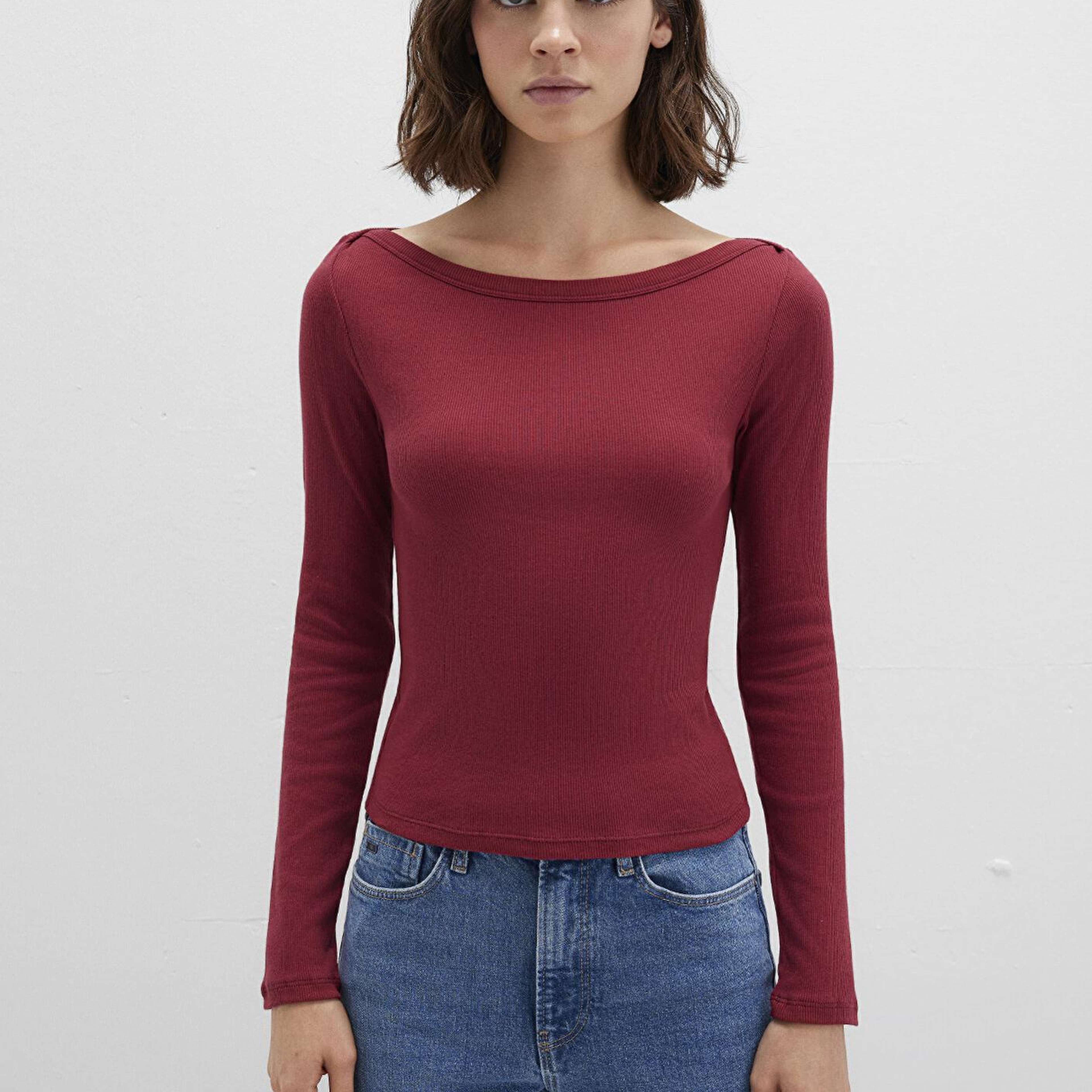 Mavi Uzun Kollu Kırmızı Basic Tişört Slim Fit / Dar Kesim 1613622-70430