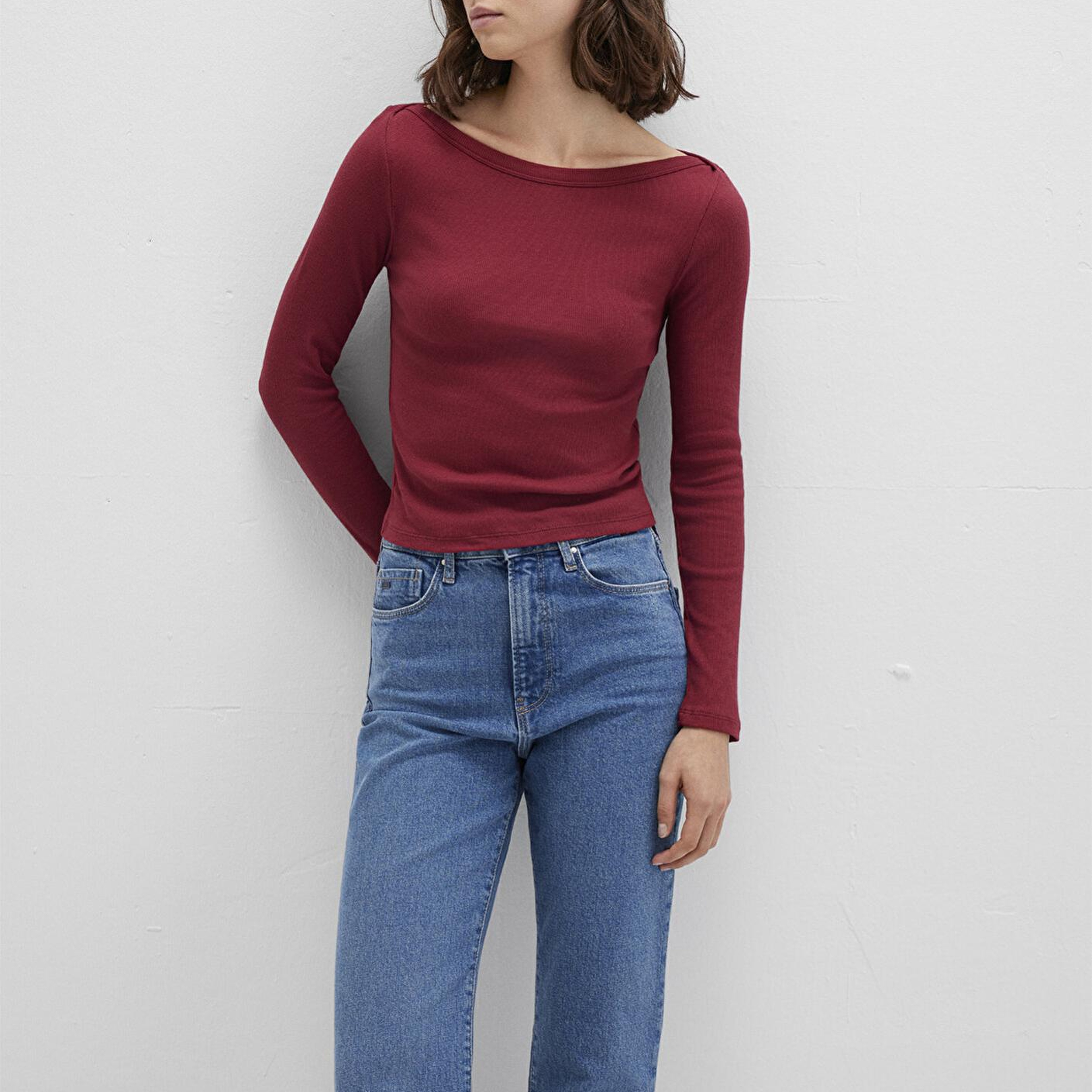 Mavi Uzun Kollu Kırmızı Basic Tişört Slim Fit / Dar Kesim 1613622-70430